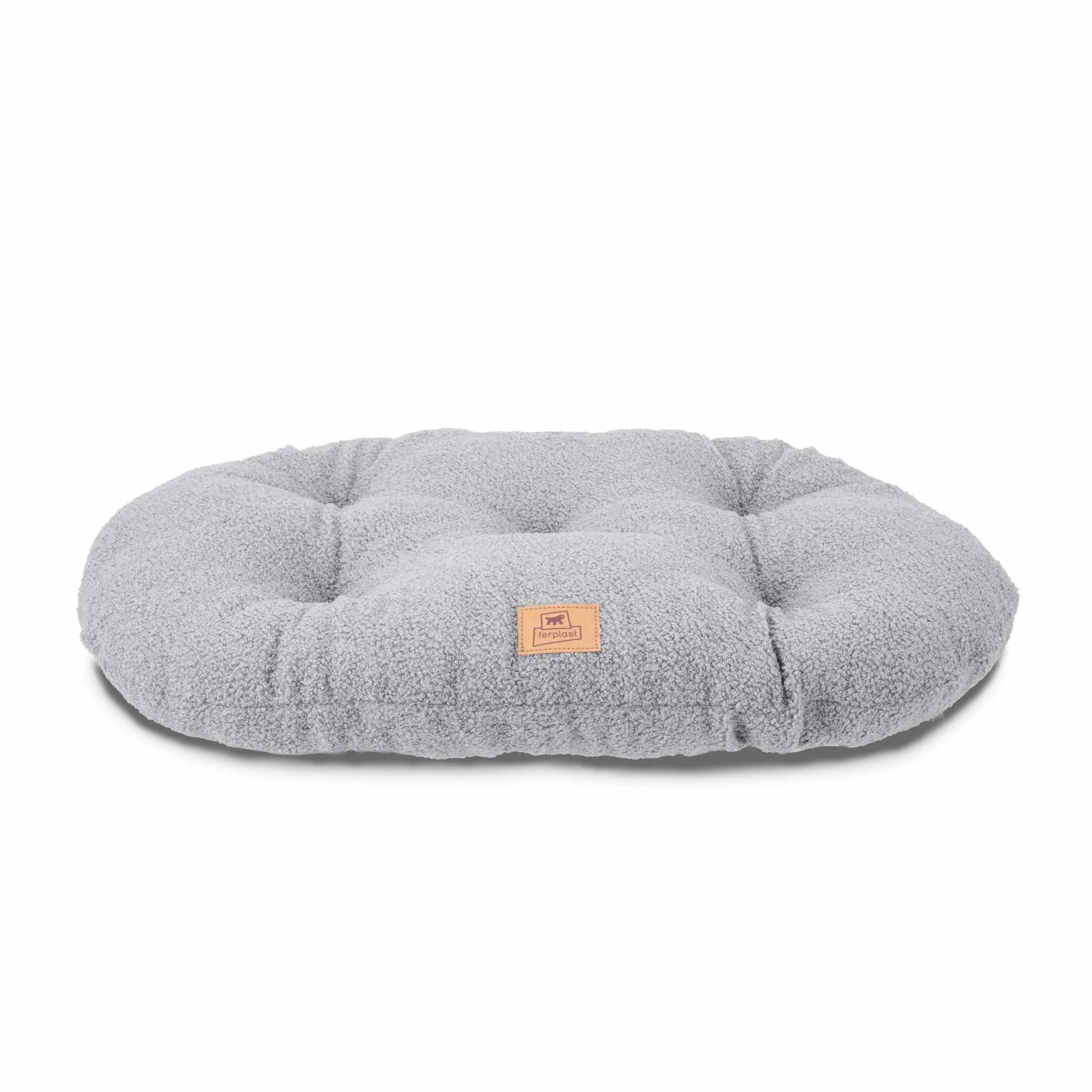 Ferplast Coussin pour Chien Taille Moyenne Panier pour Chat Tissu bouclé Lavable 65 x 42 x 4 cm Gris