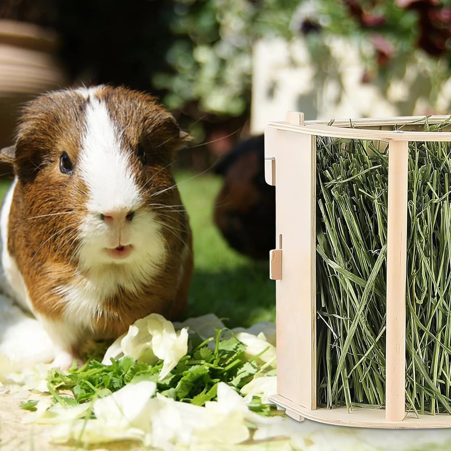 Râtelier À Foin en Bois Mangeoire Distributeur 25 x 13 x 18,8 cm pour Lapins Cochons d'Inde Hamsters