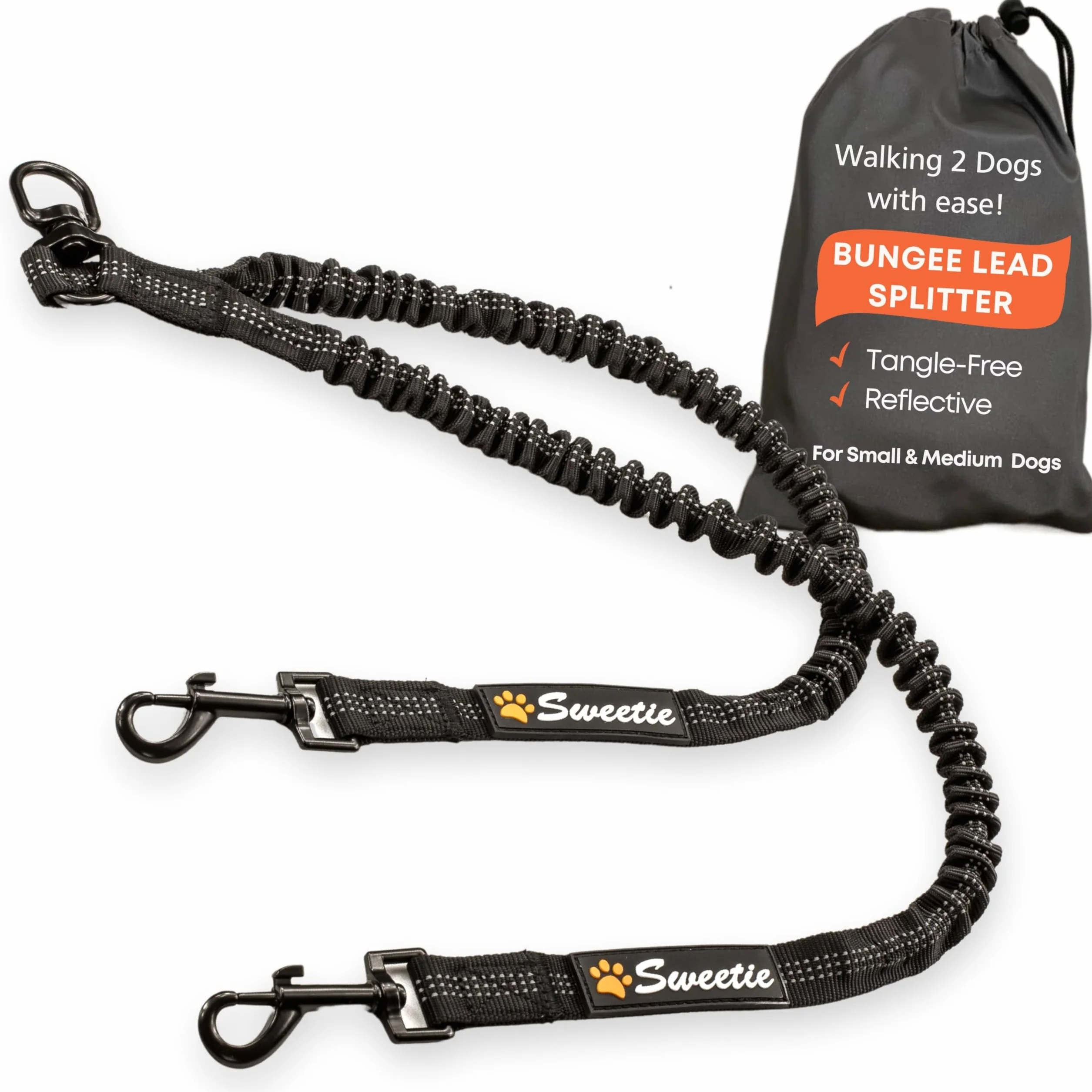 Sweetie - Répartiteur de Laisse Double absorbeur de Choc - Double Laisse - M - 174 g