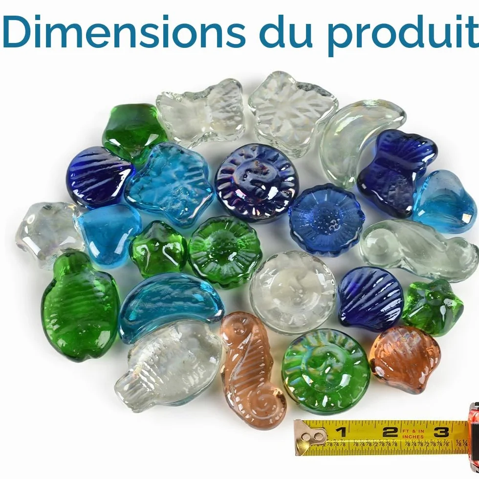 Galets en Verre 0,5 kg Billes Plates pour Décoration Vases Aquarium
