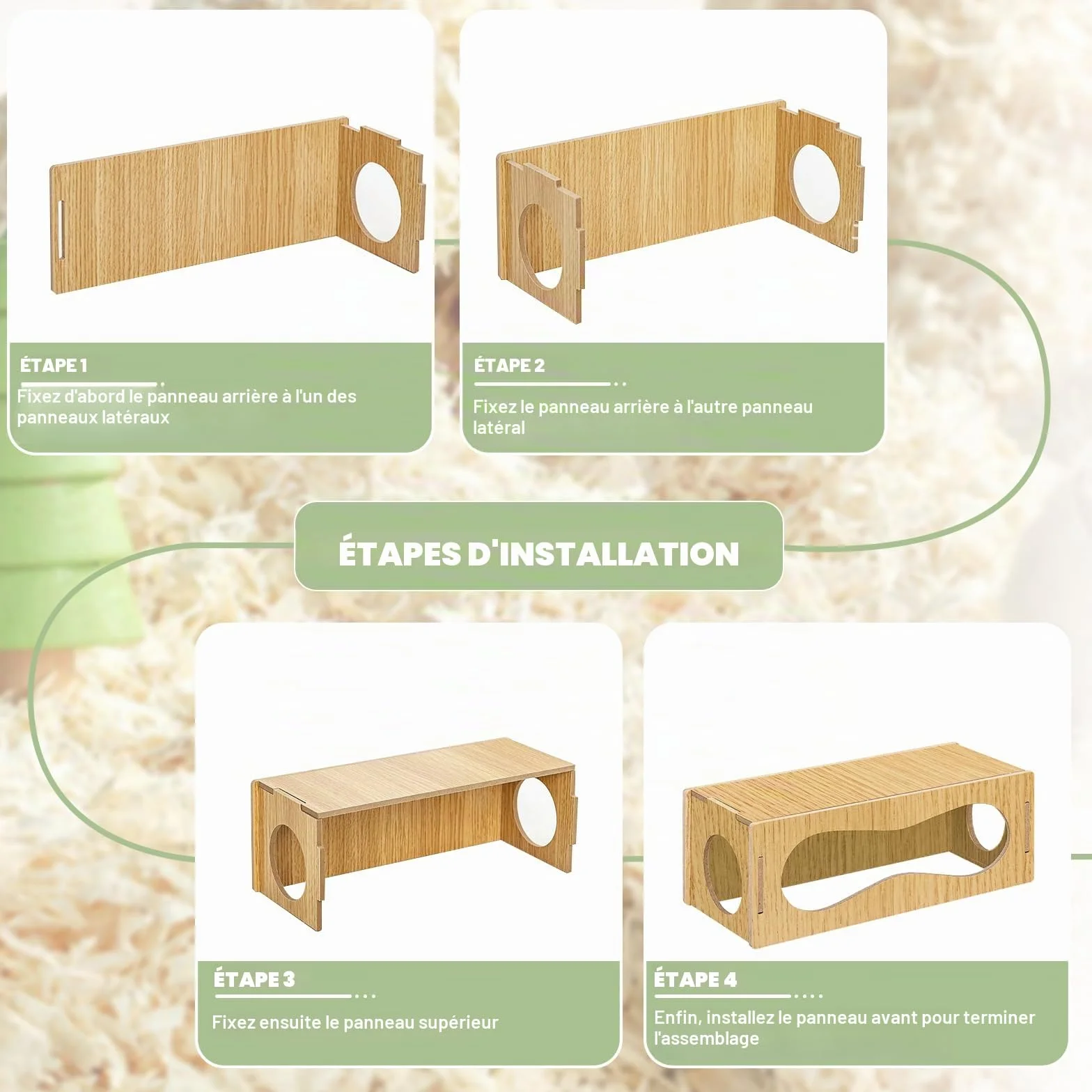 Niche en bois pour hamster - Accessoire pour activités de vie, jouets et décoration - Taille S