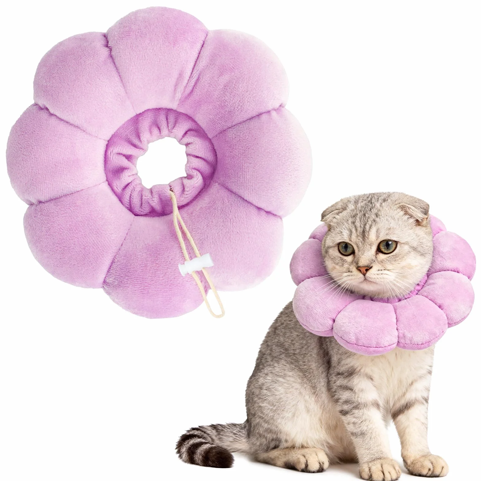 QKURT Colerette Chat Anti Léchage, Doux et Confortable Ajustable Collerettes Chat pour Chatons Anti Lechage Après Chirurgie, Joli Tournesol