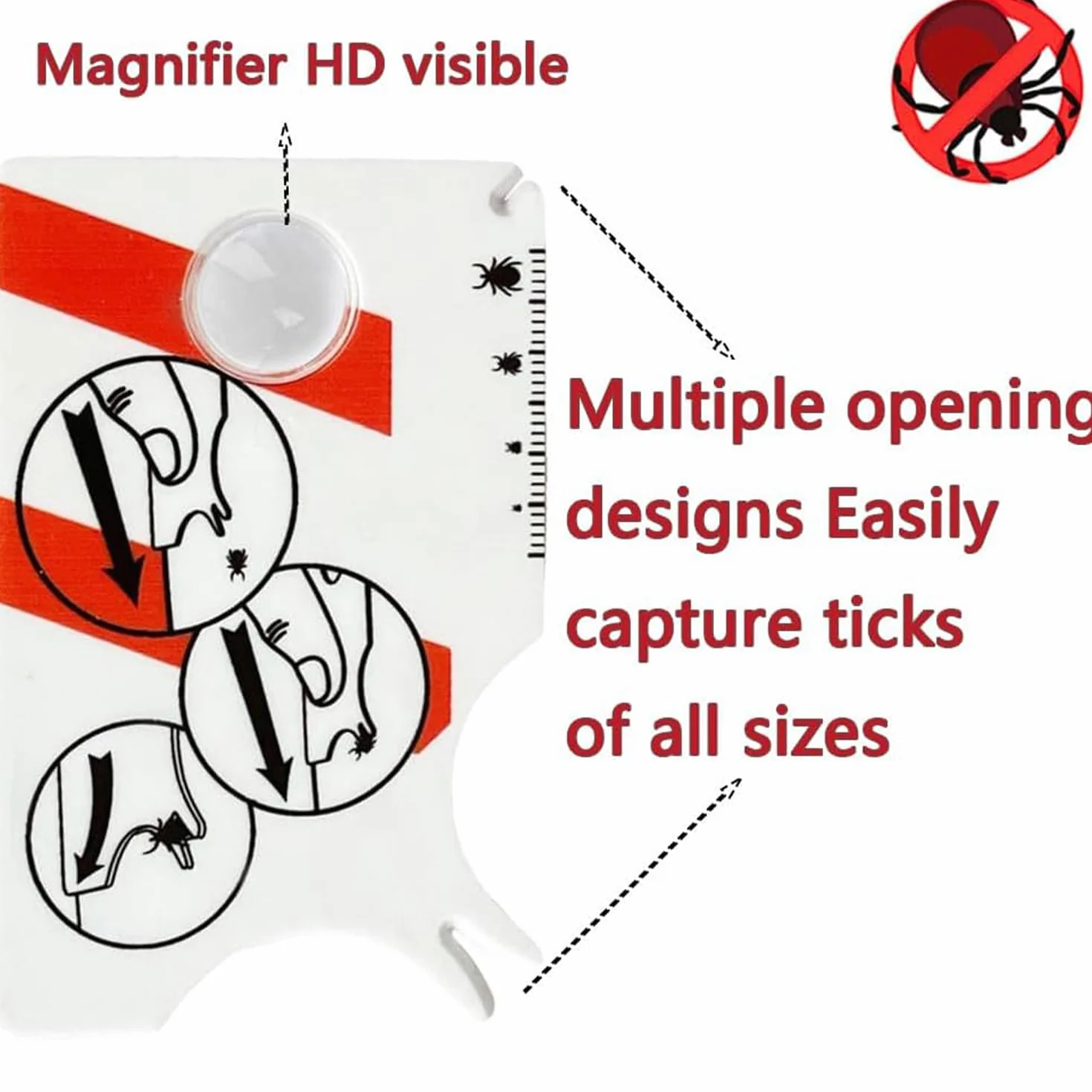 Lot de 2 cartes de retrait de tiques avec loupe, outil taille carte de crédit pour animaux et humains