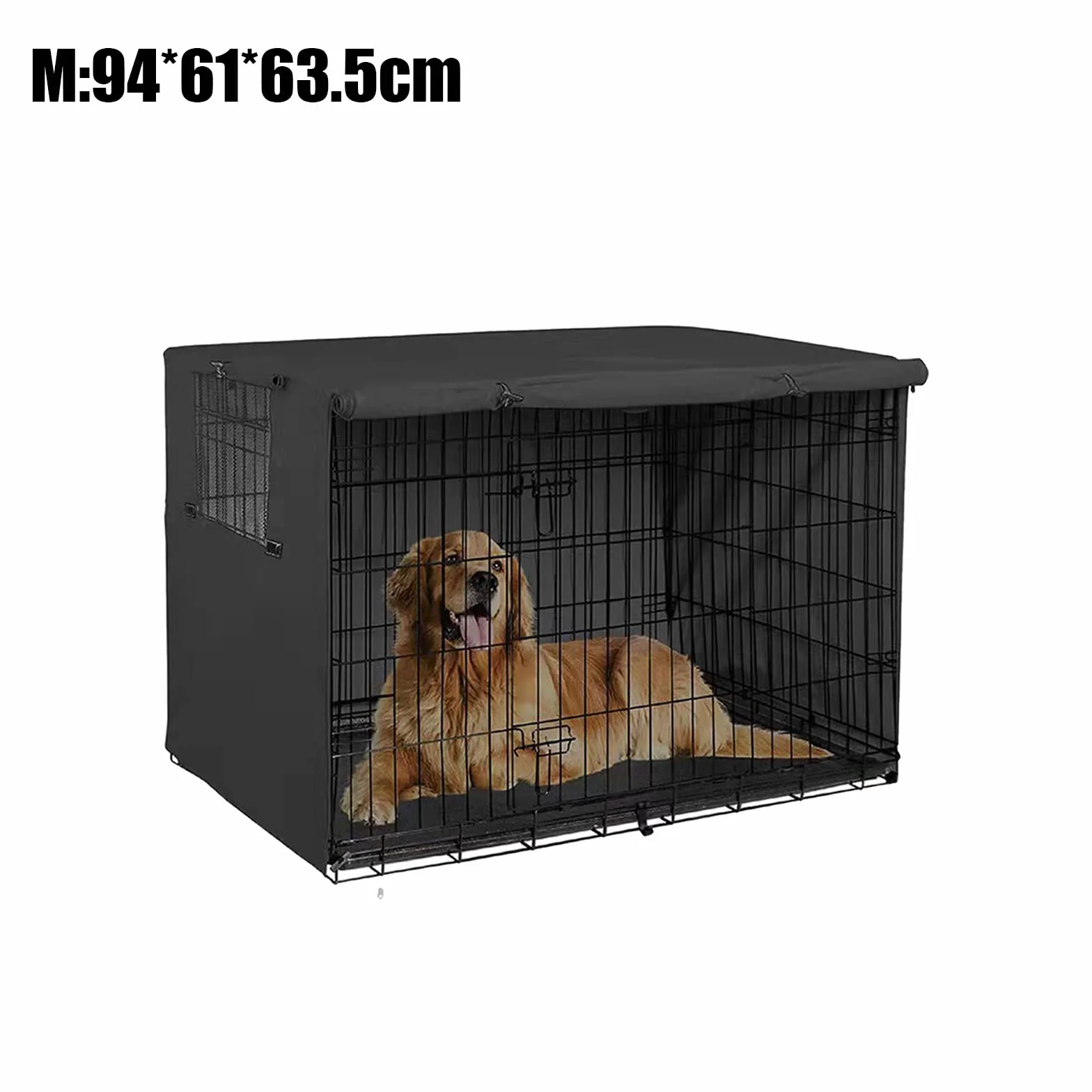 Housse de cage pour chien Imperméable Coupe-vent Double Porte Noir M