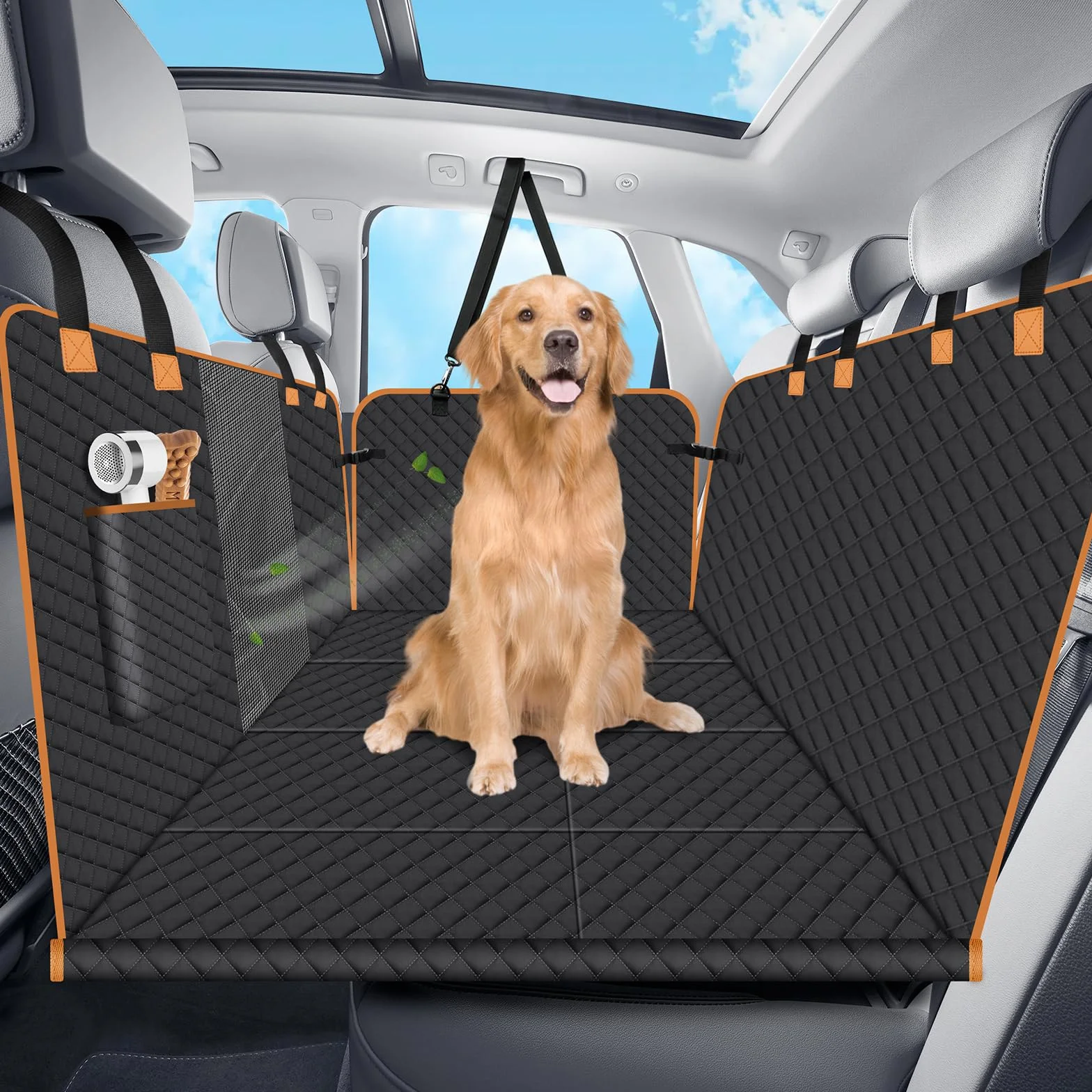 Protection Voiture Chien Siège Arrière 4 Planches Bois Renforcées Housse Auto Résistante Usure Rayures Imperméable L Noir