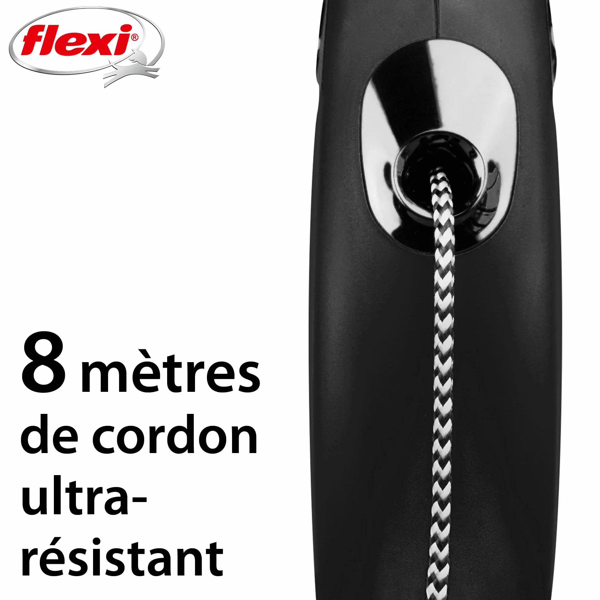 flexi® Classic S Laisse rétractable 8 m pour chiens jusqu'à 12 kg Noir
