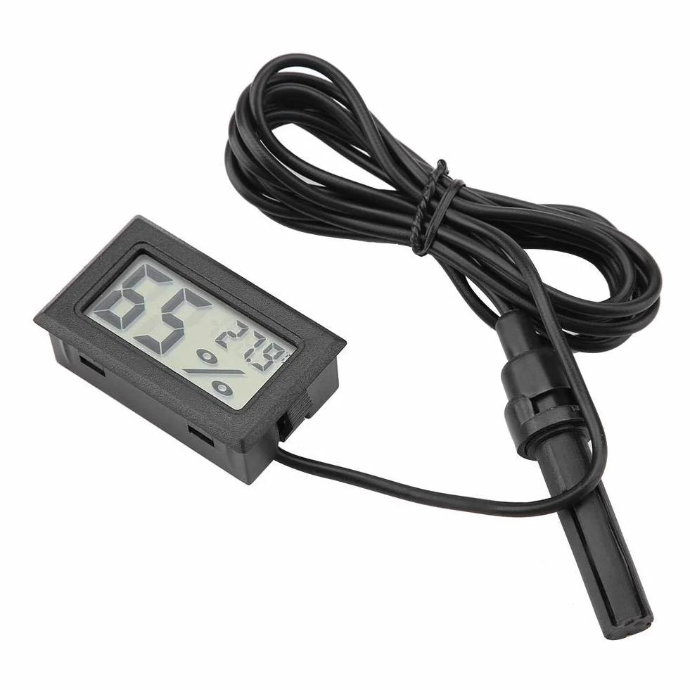 Thermomètre Hygromètre Numérique LCD, Moniteur de Température et d'Humidité avec Sonde Externe pour Incubateurs, Terrariums, Aquariums