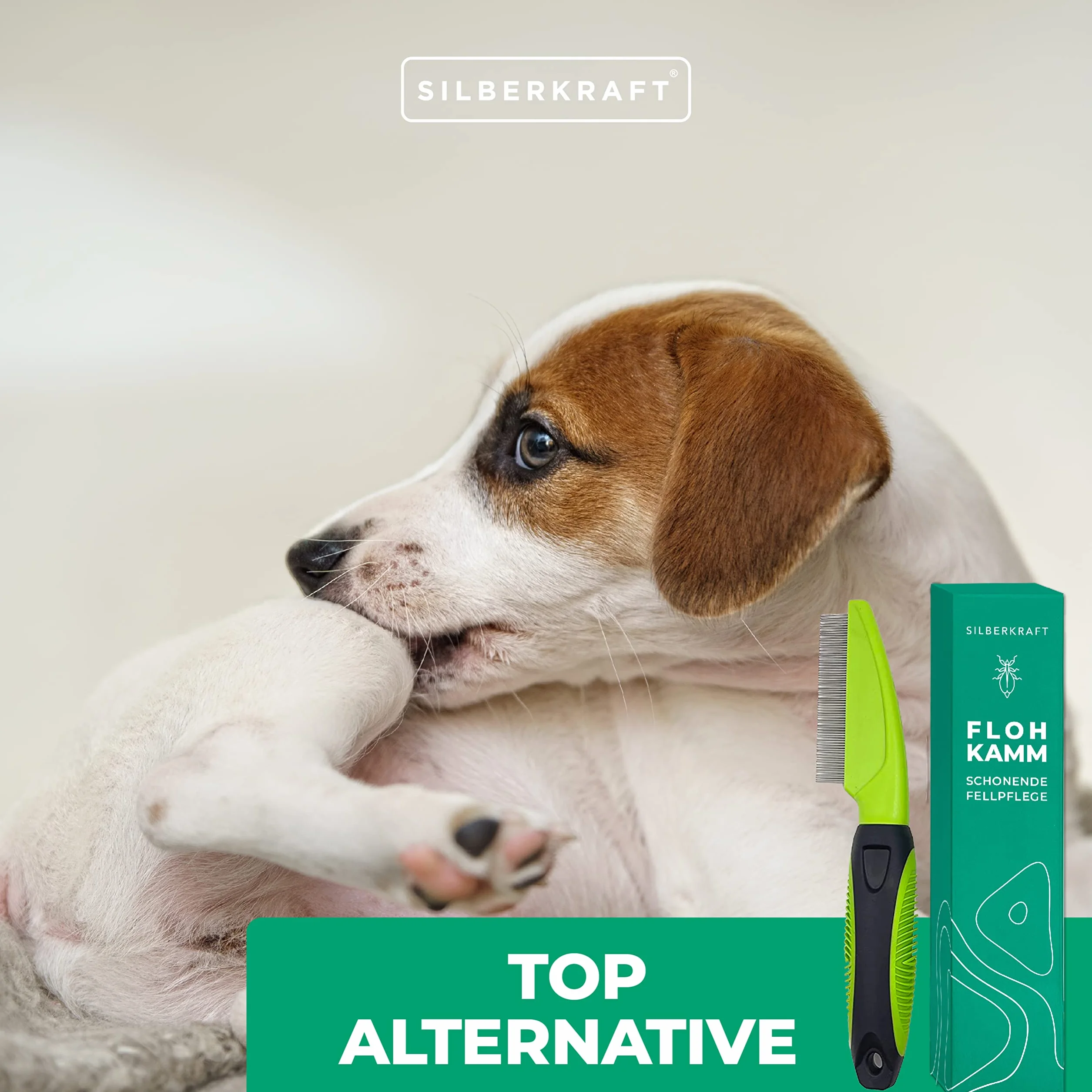 Silberkraft Peigne anti-puces pour chien et chat, dents en métal arrondies
