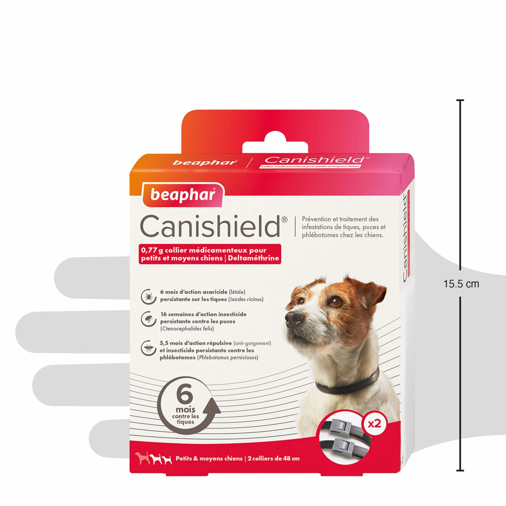 Beaphar CANISHIELD 0,77 g Lot de 2 Colliers antiparasitaires pour Petits et Moyens Chiens 48 cm