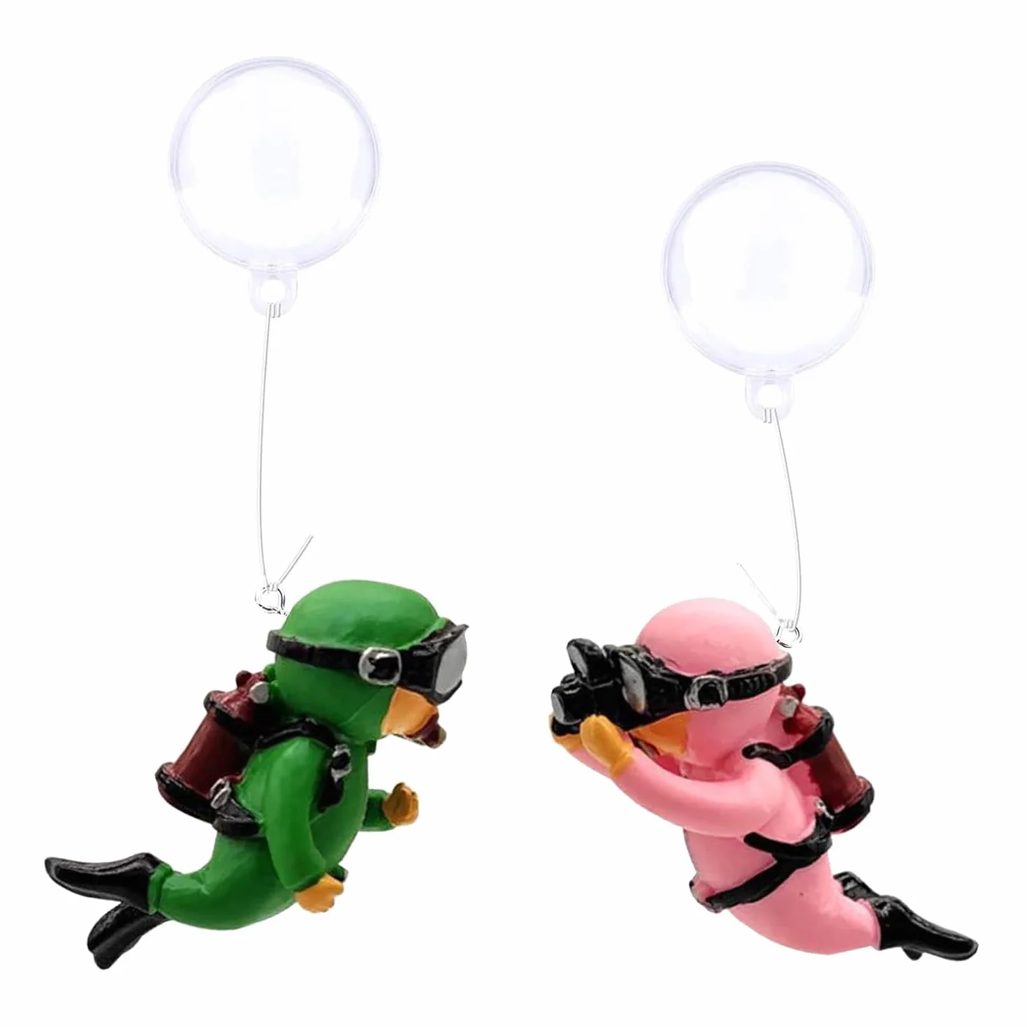 YANGWEN 2 Pièces Figurines de Plongeur Créatives pour Aquarium Flottantes avec Balles et Fil