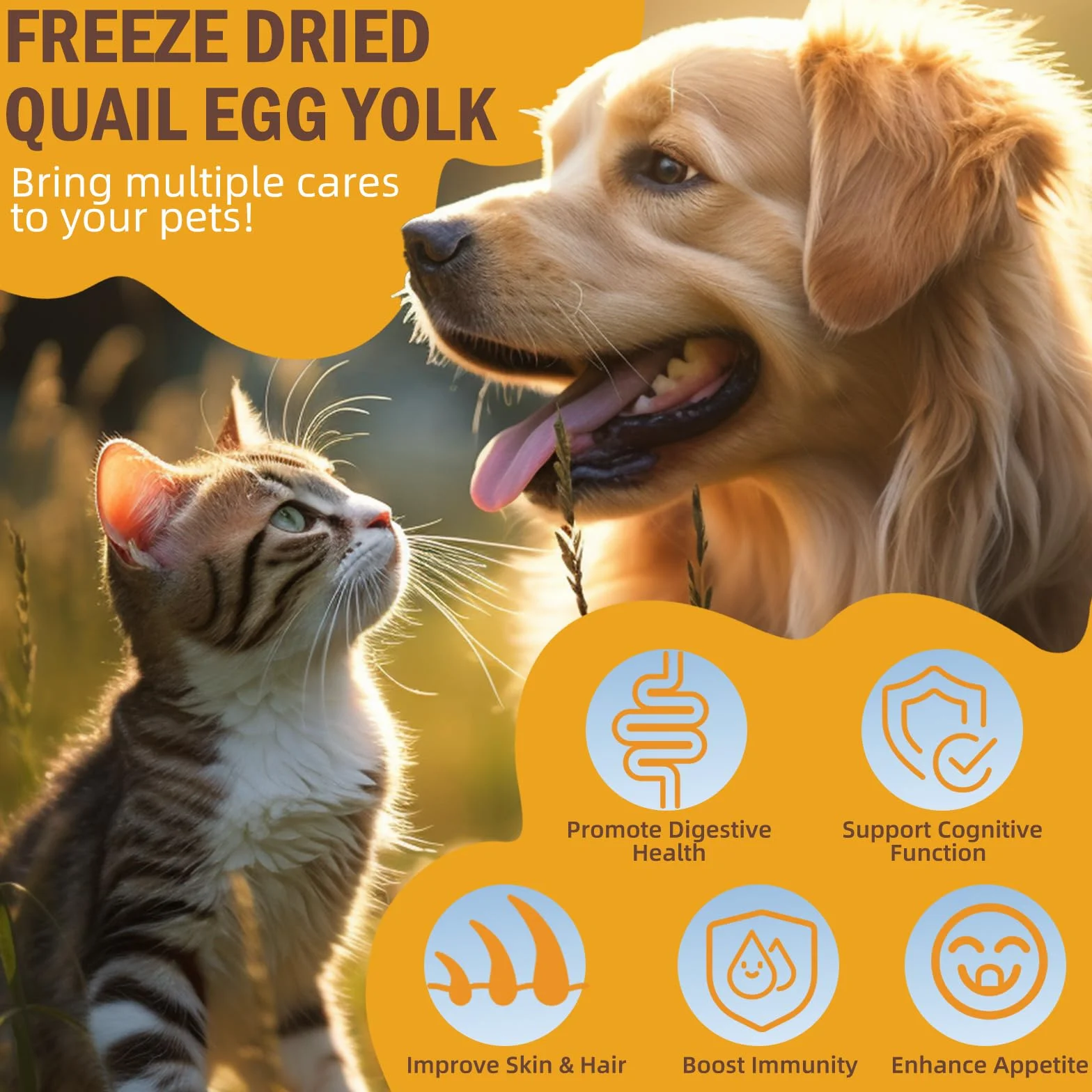 Friandises lyophilisées au Jaune d'œuf de Caille pour Chiens et Chats, Naturel