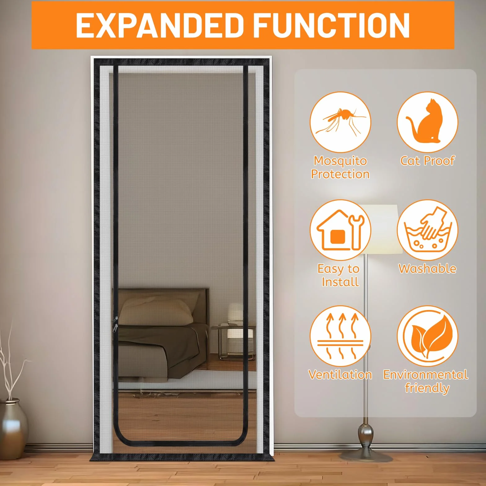 Porte moustiquaire pour Chat 80x200 cm avec Fermeture éclair