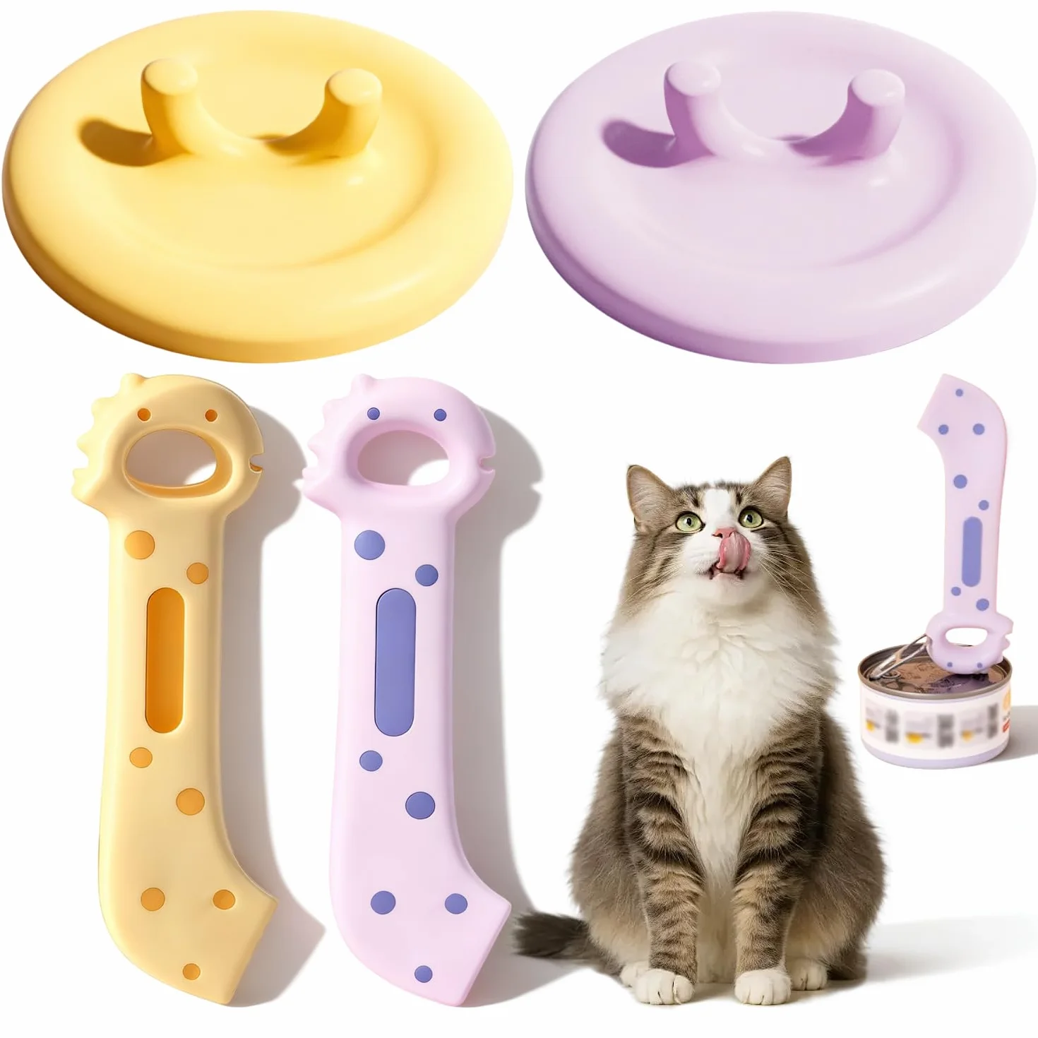 Couvercle Boite de Conserve Silicone Antidérapant D'étanchéité Ouverture Portable Ouvre-Boîte Multifonction pour Chats et Chiens