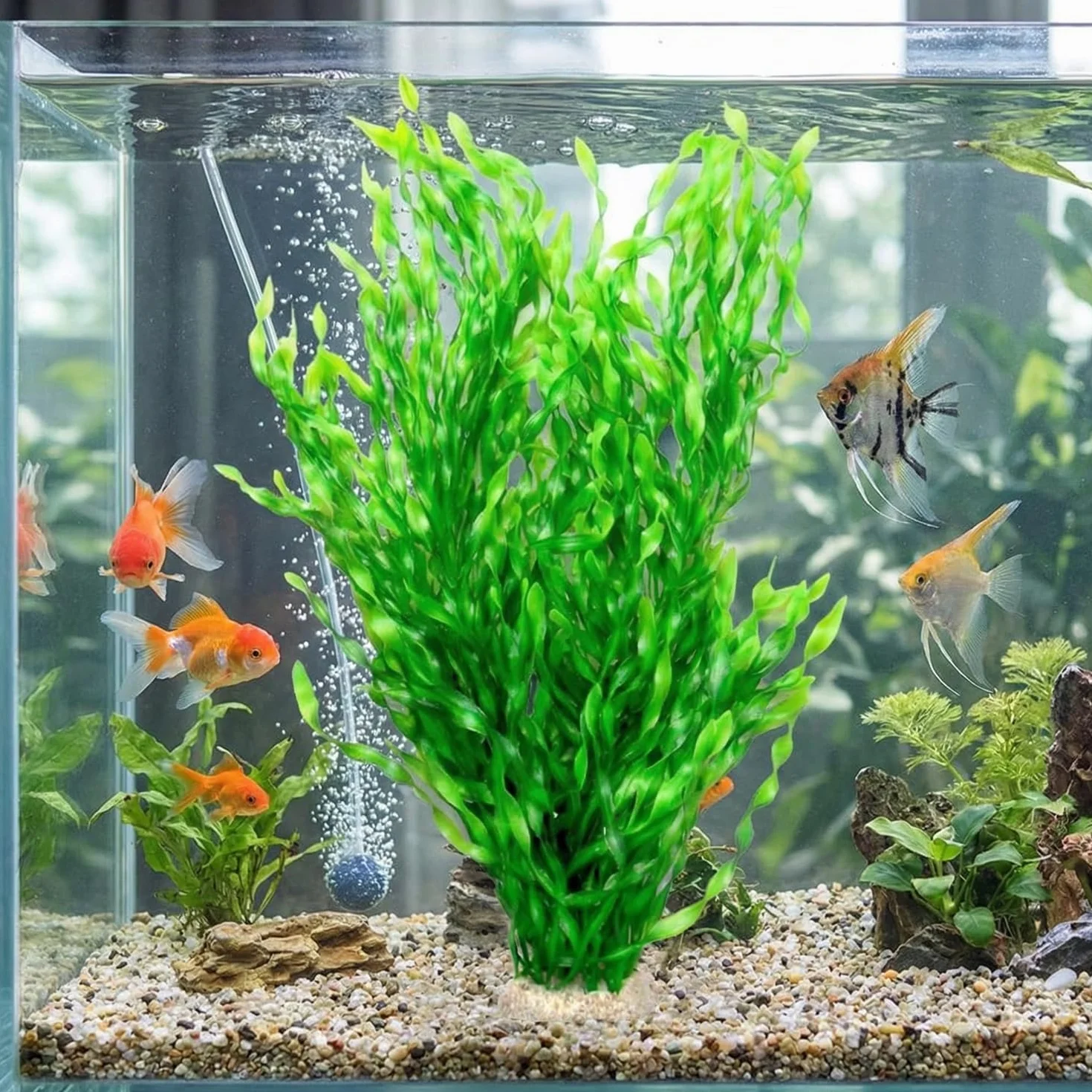 Grande plante artificielle en plastique pour aquarium Vert 55,9 cm