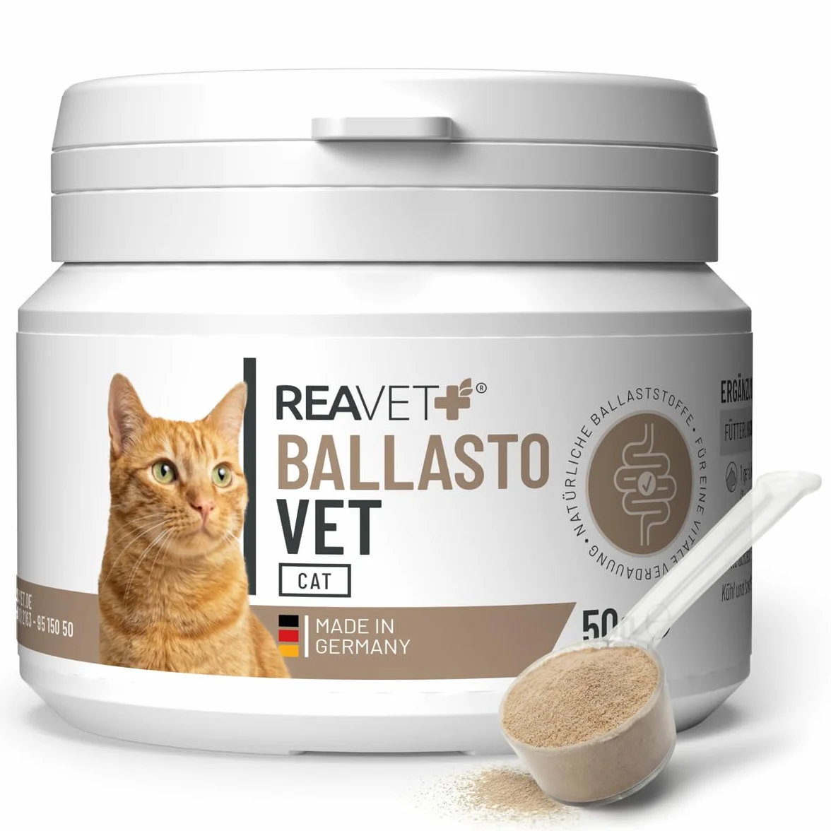 ReaVET BallastoVET pour chat 50 g – Soutien rapide constipation aiguë chronique matières fécales solides aide digestion