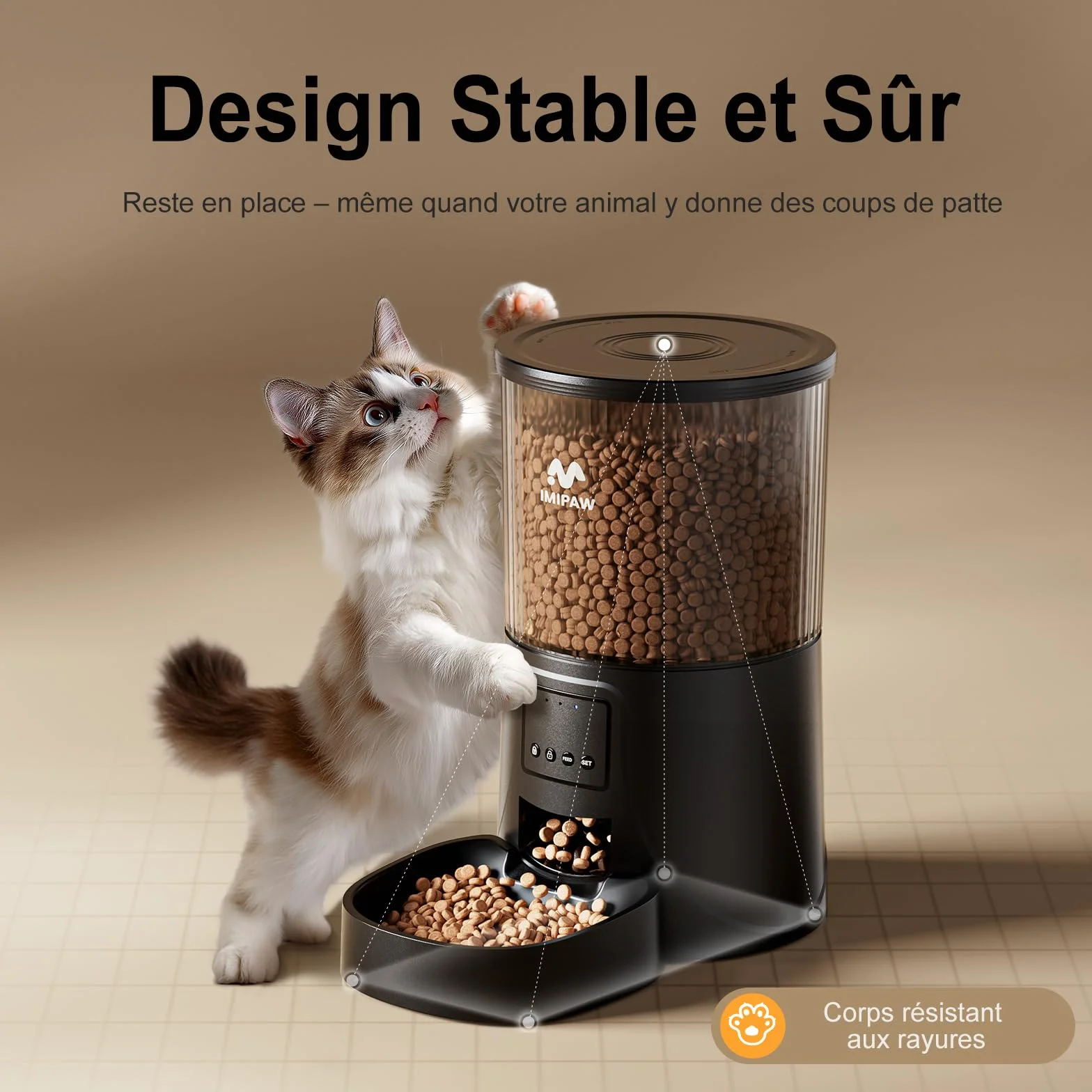 IMIPAW Distributeur Croquettes Chat Automatique WiFi 5G 2.4G Contrôle App 10 Repas par Jour 4L Mangeoire Nourriture Sèche