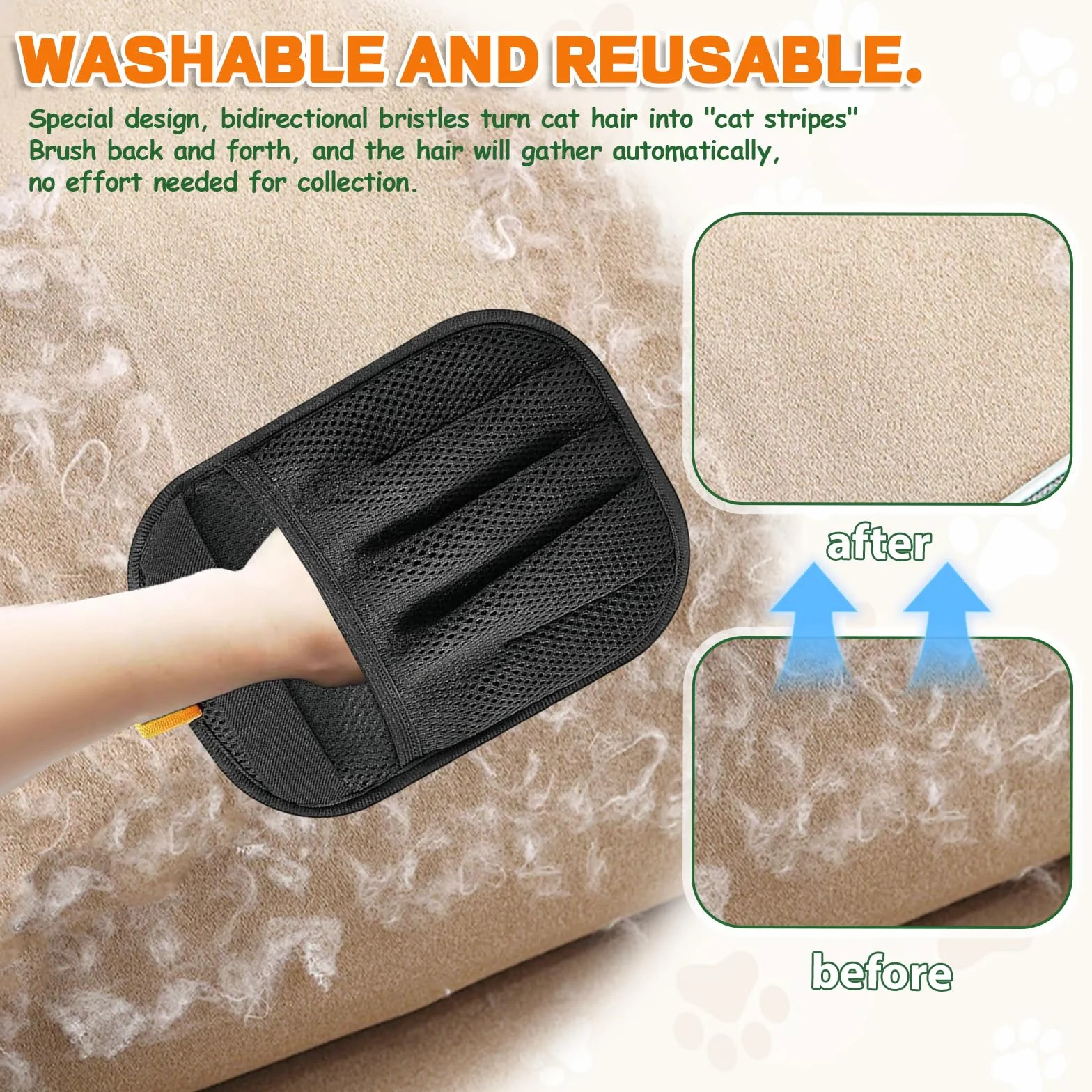 Lot de 2 gants d'épilation pour chiens et chats - Gant de toilettage double face avec adsorption électrostatique - Lavable