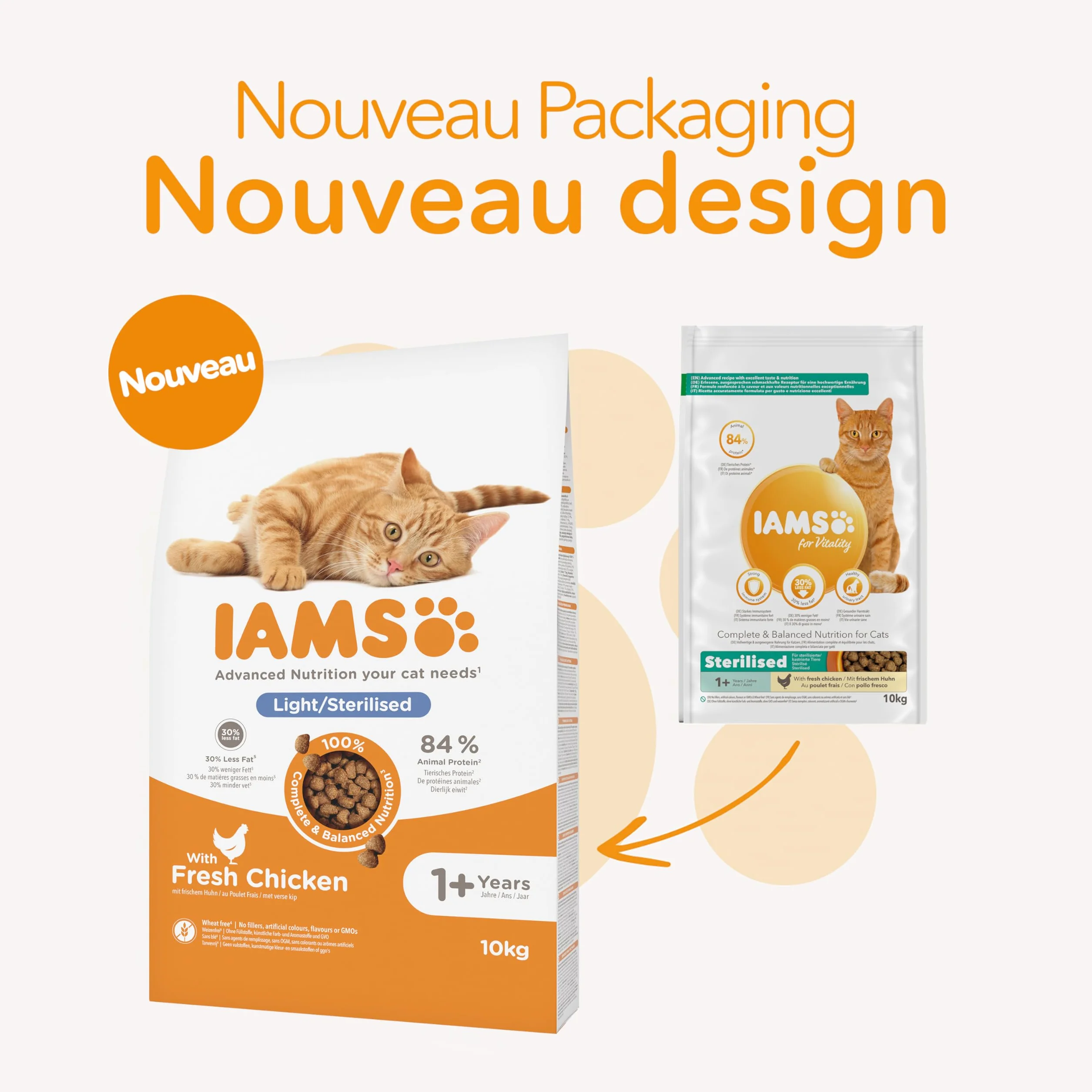 IAMS Advanced Nutrition Croquettes Allégées pour Chats Stérilisés au Poulet Frais 10 kg