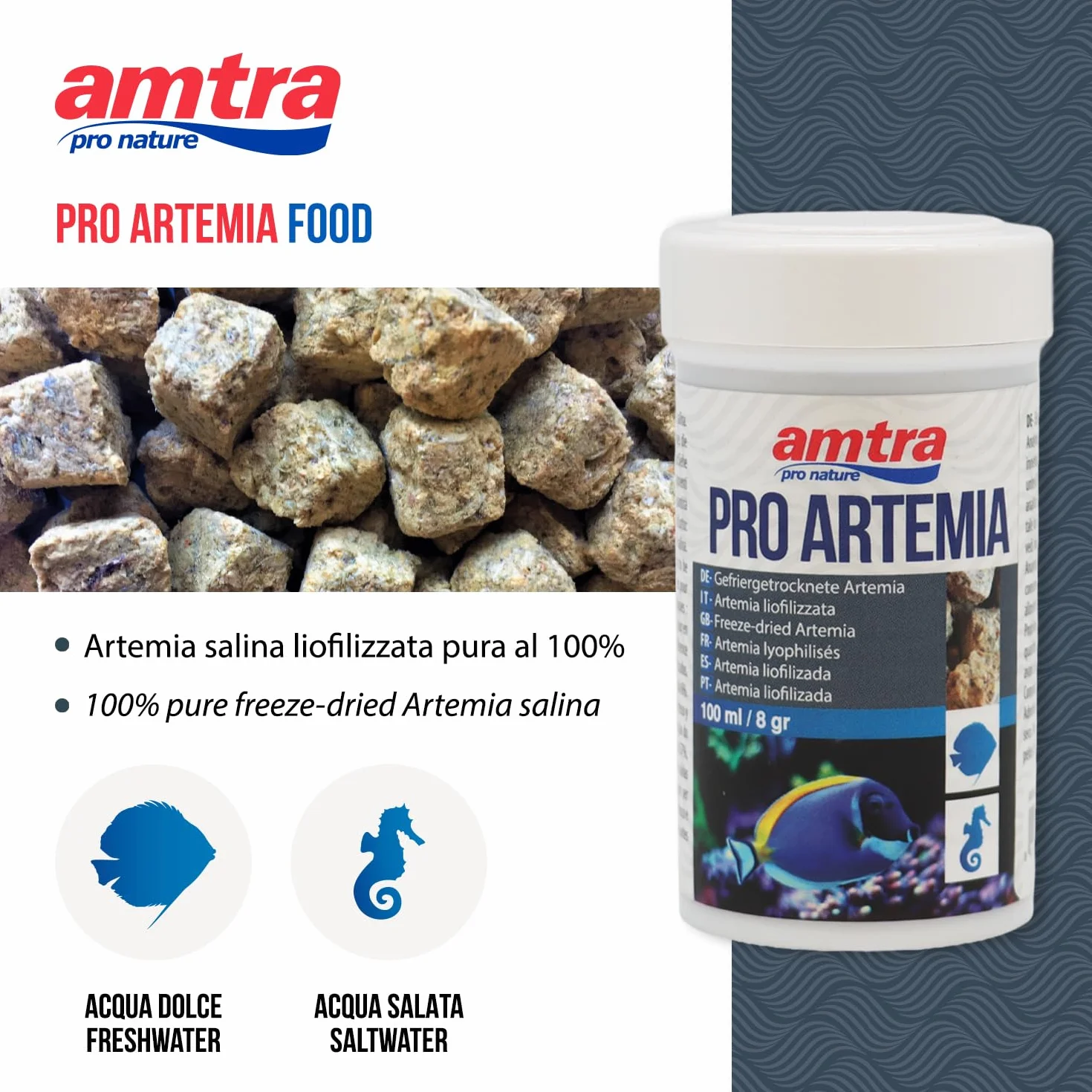 Amtra Pro Artemia 100% Pur Lyophilisé Artemia Salina en Cubes pour Poissons 100 ML