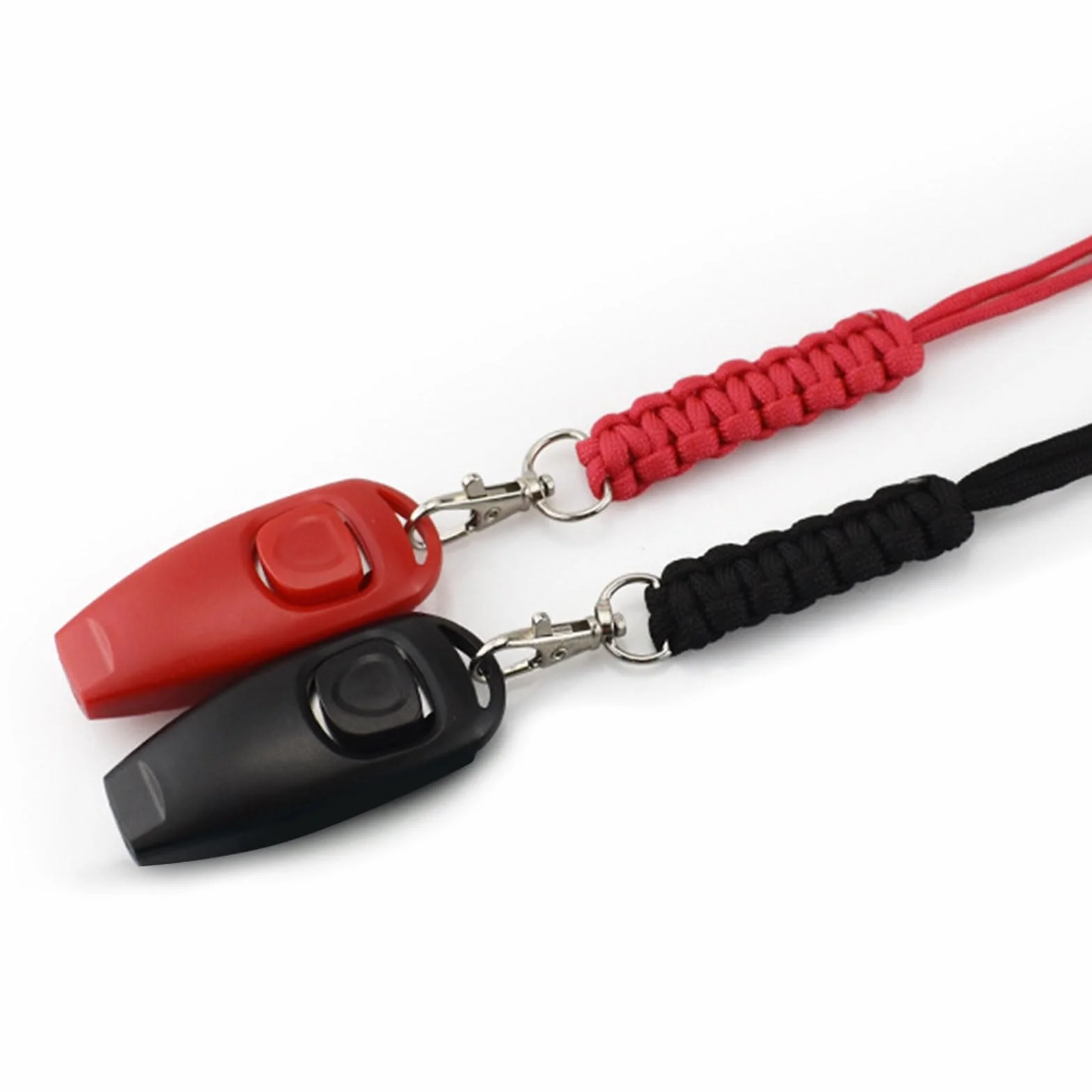 Sifflet Chien Rappel Ultrason Double Mode 2 en 1 Plastique ABS Acier Inoxydable avec Cordon Rouge Noir