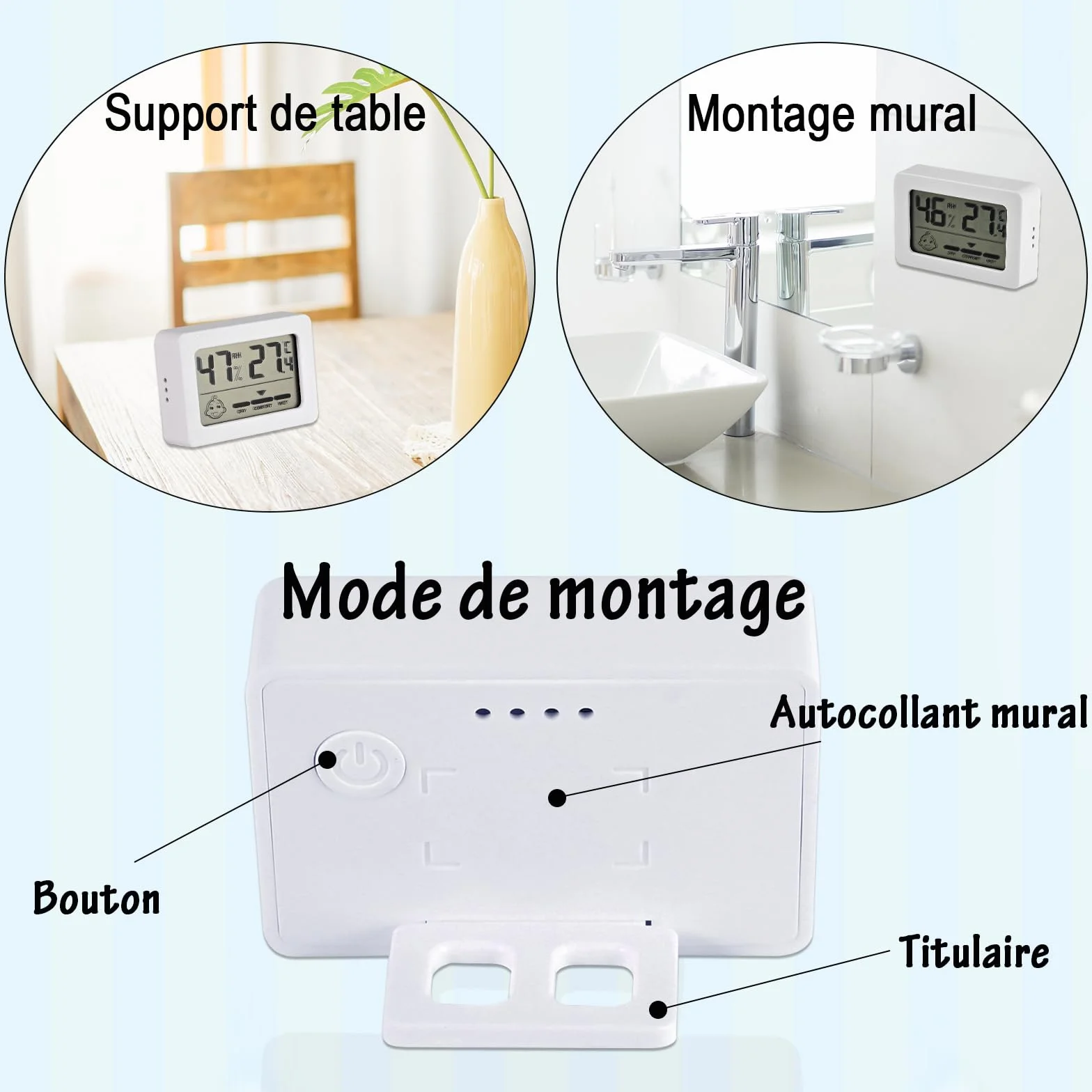 Faburo Petit Thermomètre Hygrometre Intérieur 4PCS Mini Thermomètre Hygromètre Numérique, Thermo Hygromètre Indicateur Digital à Haute Précisio, Moniteur de Température et Humidité pour Maison Reptile