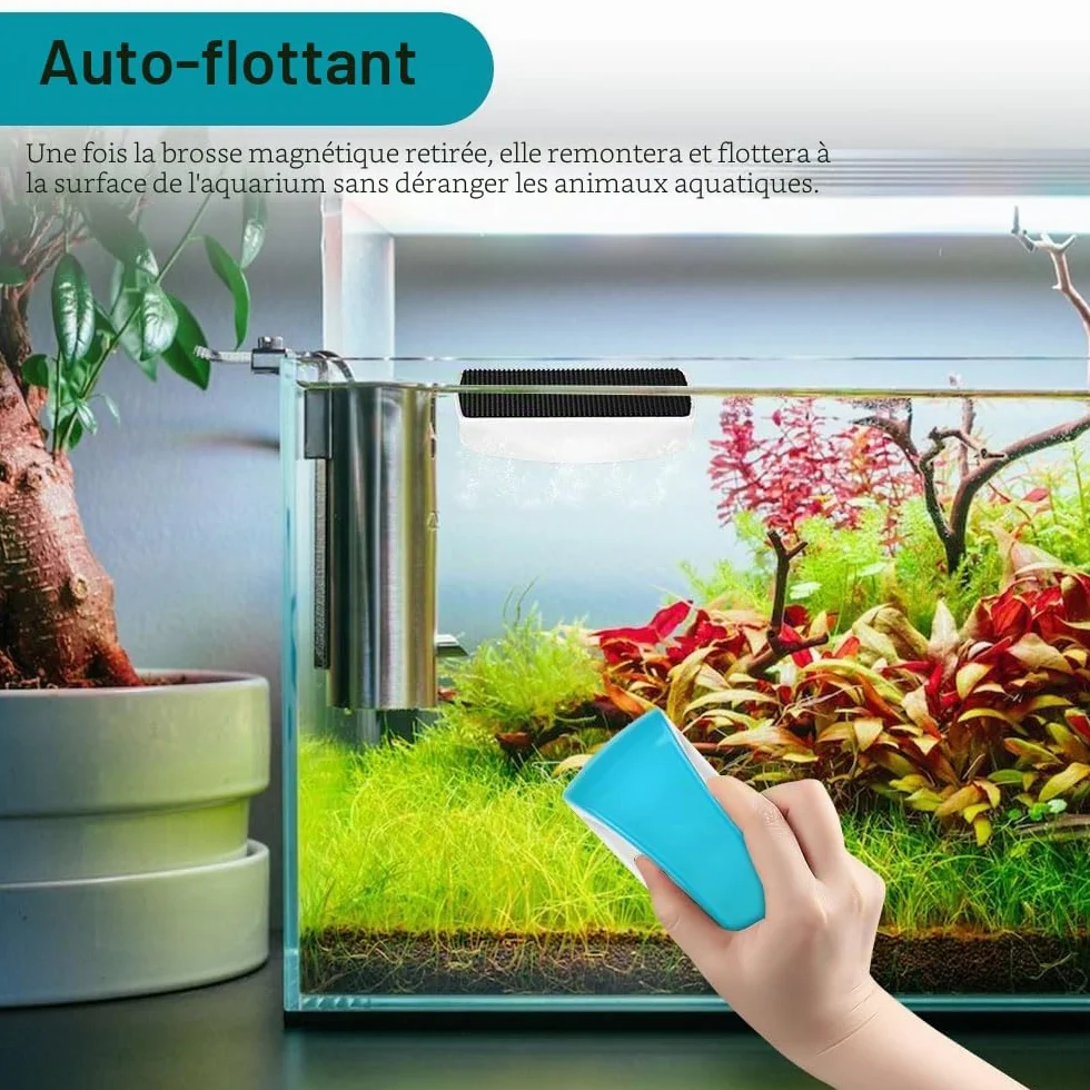 Flintronic Aimant de Nettoyage pour Aquarium, Brosse Magnétique Lave Vitre