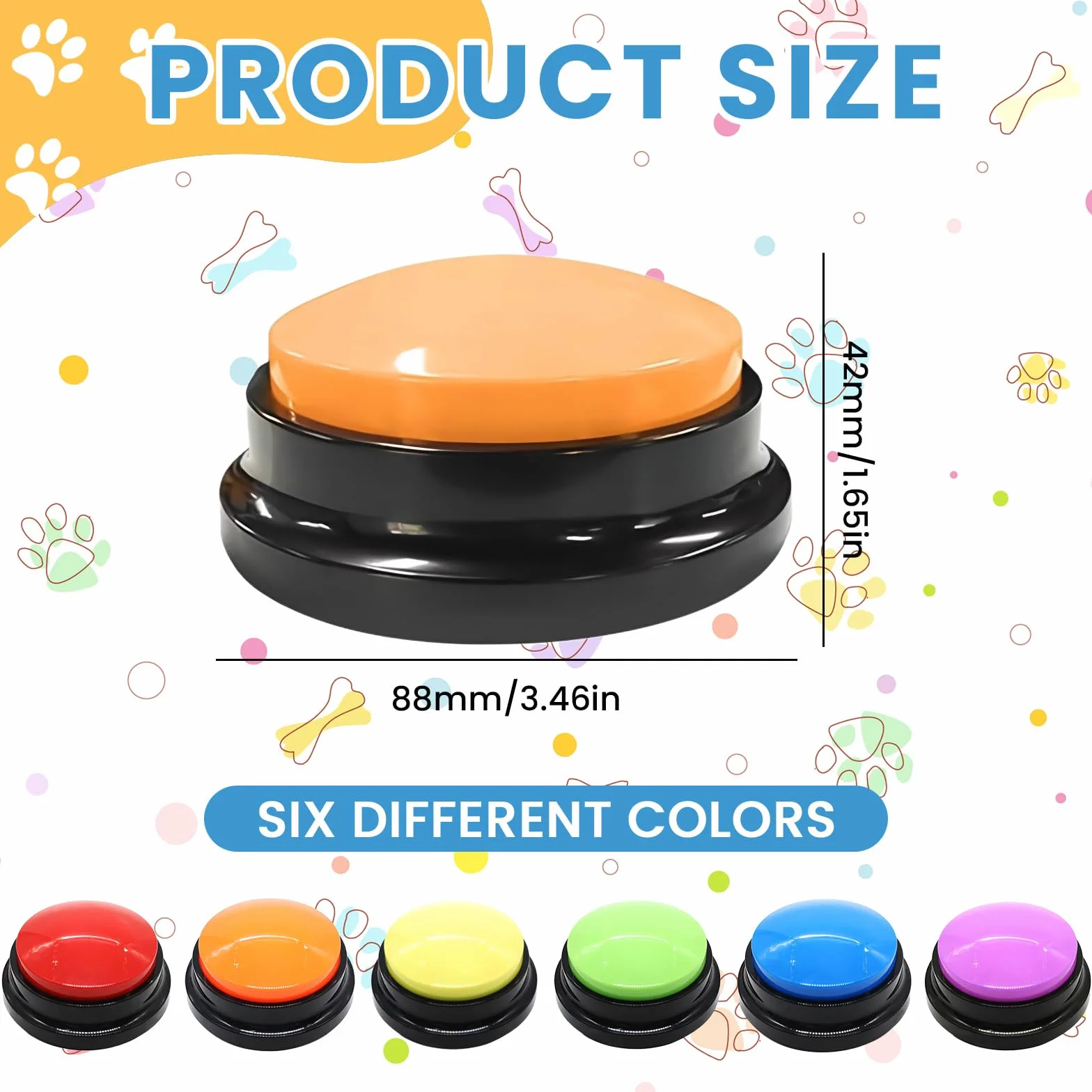 Mein HERZ Lot de 6 Buzzer Enregistrable, Bouton de Communication pour Chien Boutons pour Chien Buzzers pour Formation Chien Chat Jeux Maison,Enregistrement et Lecture de 30 Secondes