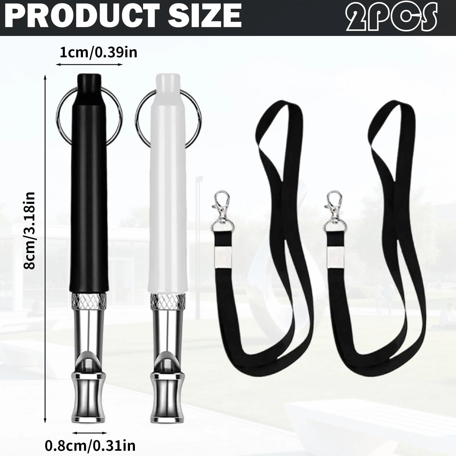 Sifflets Professionnels Anti Aboiement Chien Ultrason avec Cordon 2 Pièces