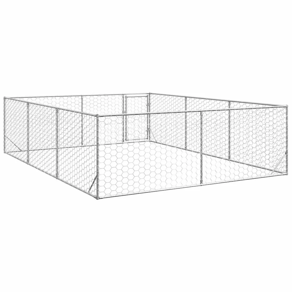 vidaXL Niche d'extérieur pour Chien avec Porte, Acier galvanisé, 3 x 4 x 1 m