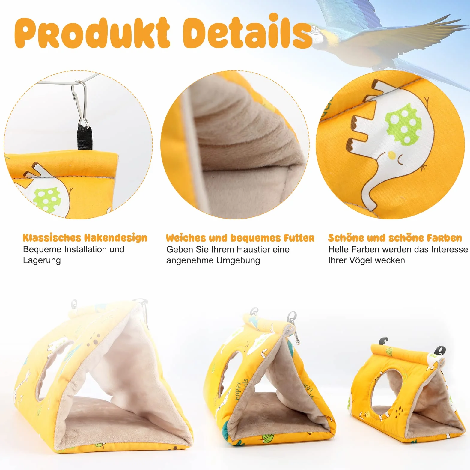 Perroquet Hamac Nid D'oiseau Chaud Doux Hamac en Peluche Suspendu Cage Tente pour Perruche Calopsitte Amazones Cacatoès Canari Cage Jouet M