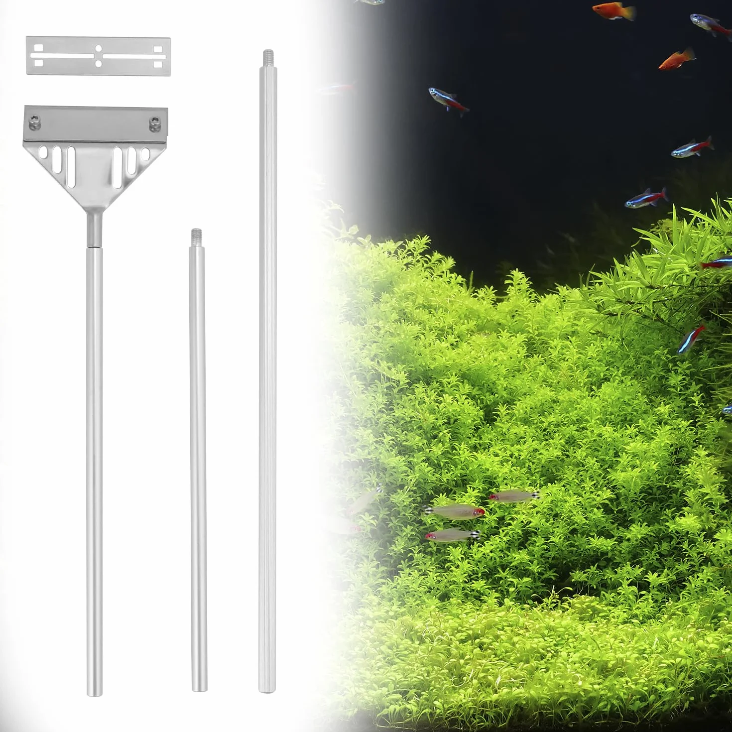 Raclette Aquarium 75 cm Acier Inoxydable avec 10 Lames Nettoyeur Vitre Anti Algue