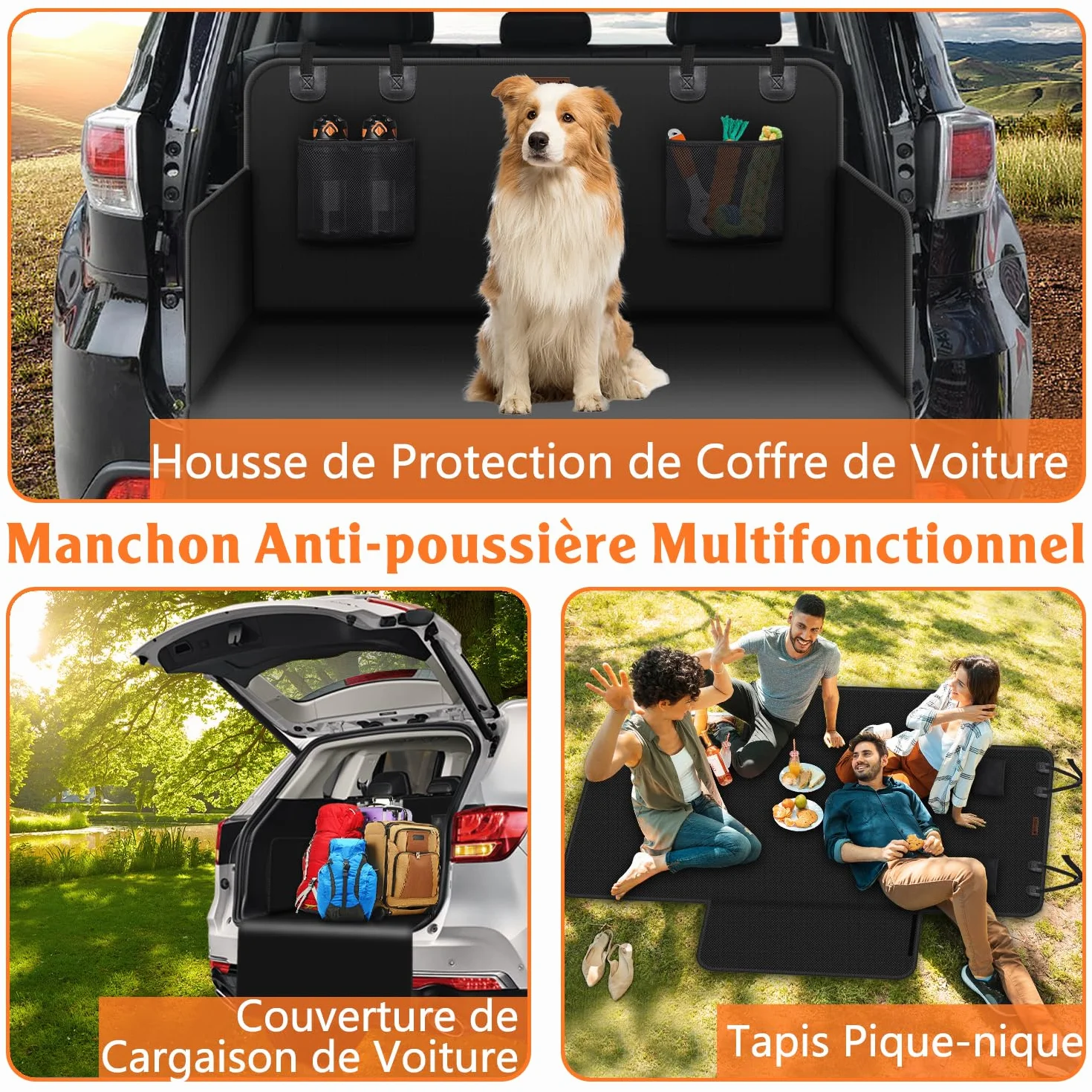 Alfheim Protection Imperméable Anti-Dérapante Tapis de Coffre Universel pour Chiens Voiture SUV Noir