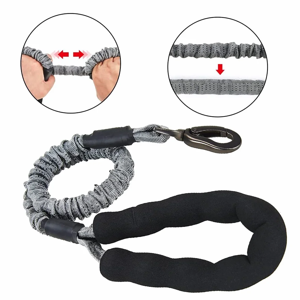 Laisse Chien Élastique Nylon Anti Traction Grande Taille avec Poignée Rembourrée