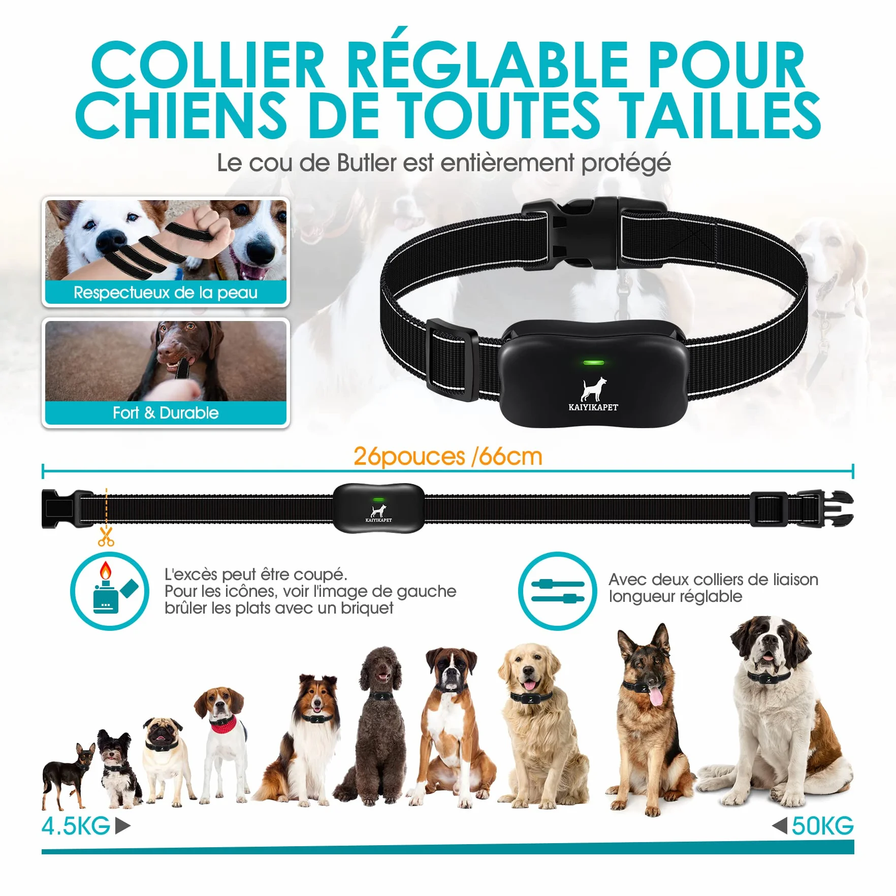 Récepteur Collier Dressage Chien, Simple sans Télécommande, 14 Niveaux Fonctionnalité Clôture