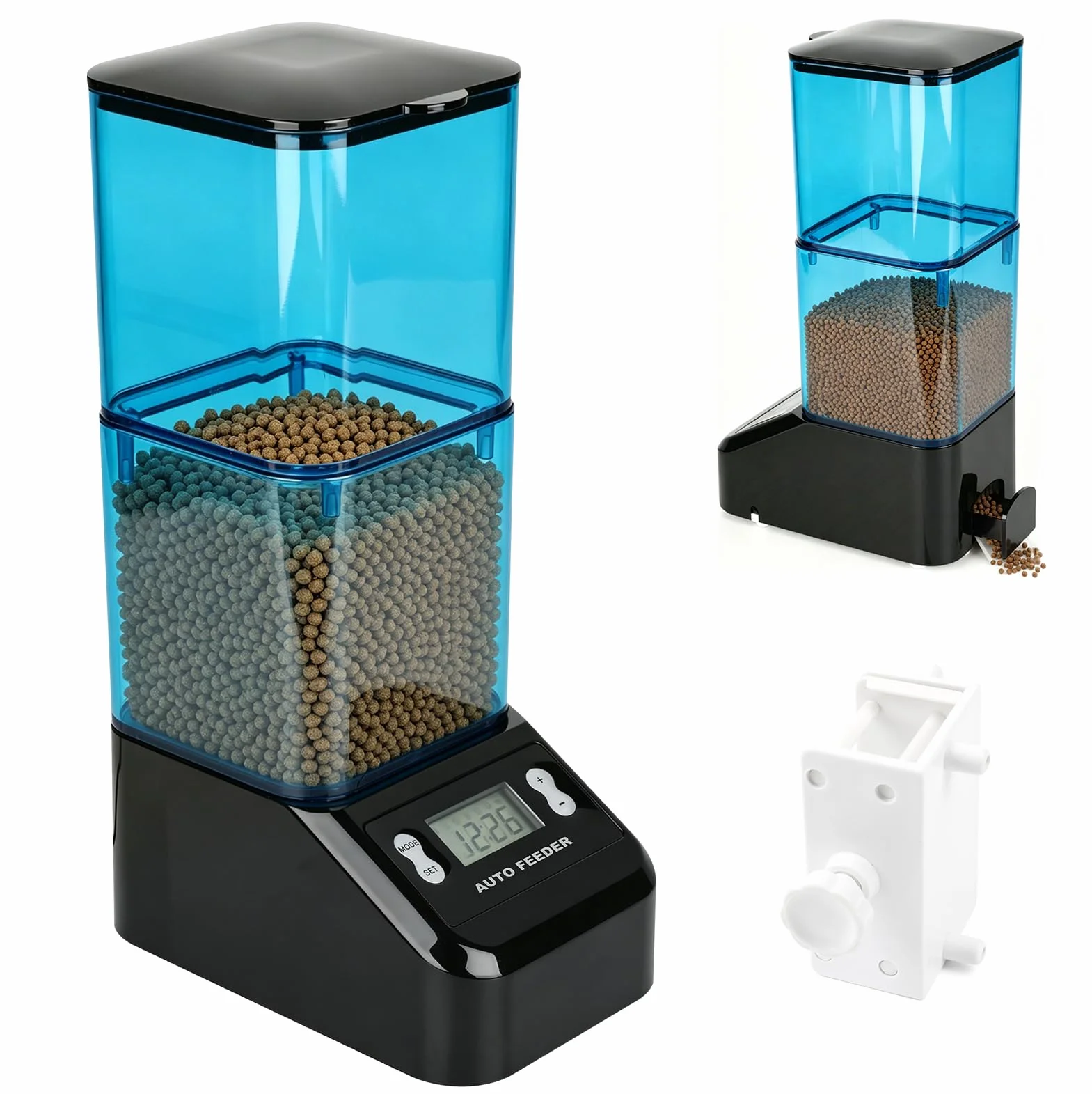 Mangeoire Automatique pour Bassin 2L Fishkeeper Distributeur avec Minuterie Anti-Blocage Manuel/Automatique
