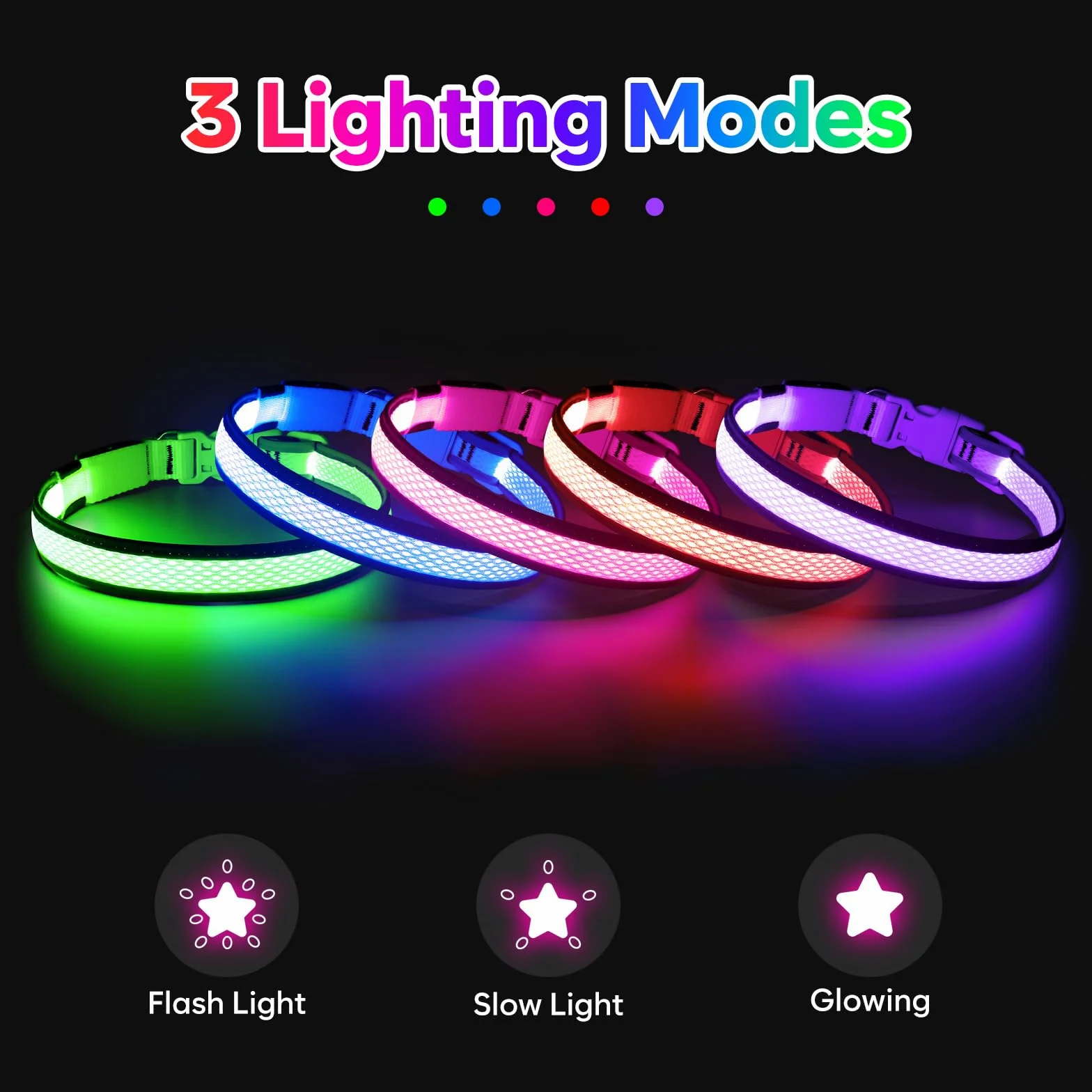 Flashseen Collier lumineux pour chien à LED rechargeable par USB, vert, taille M | Collier lumineux super lumineux pour chien, maille respirante, collier lumineux pour promenade nocturne du chien