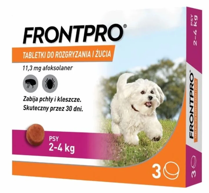 FRONTPRO Flea and Tick Tablets for Dogs 2-4 kg 3X 11.3 mg