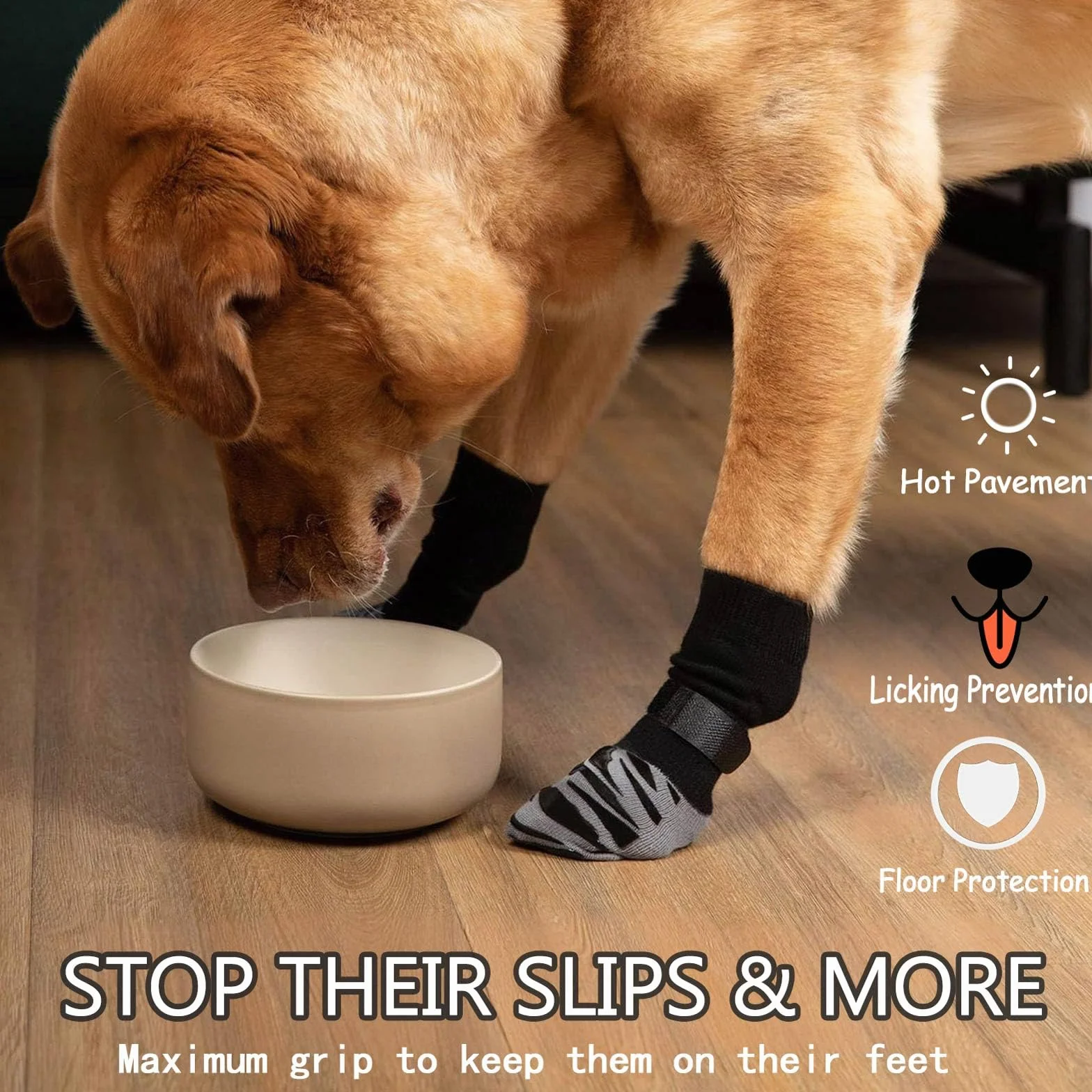 Chaussettes Anti-léchage pour Chiens Antidérapant Imperméable Taille Moyenne et Grande 2 Paires
