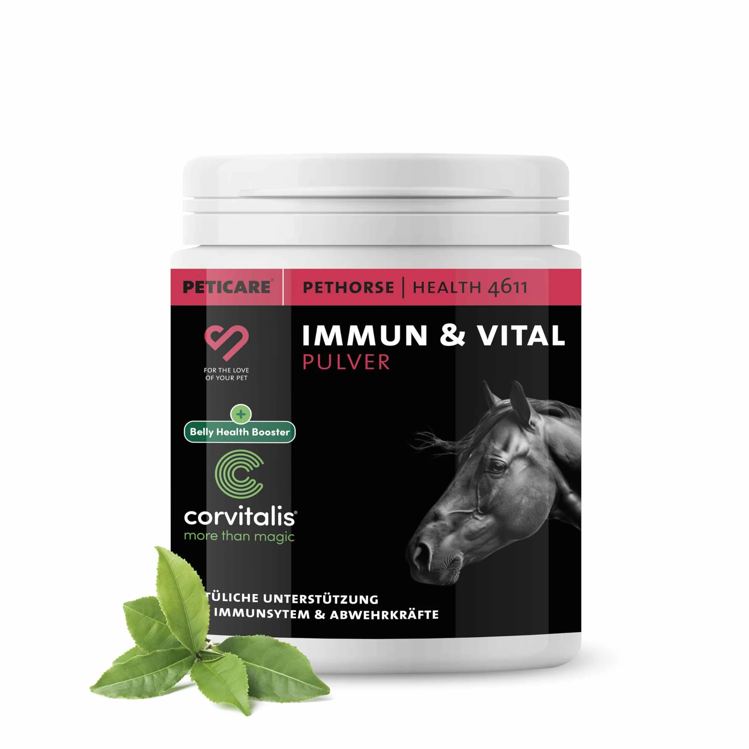 Peticare Poudre Immunité & Vitalité pour Chevaux avec Ginseng, échinacée & polyphénols Complément Naturel