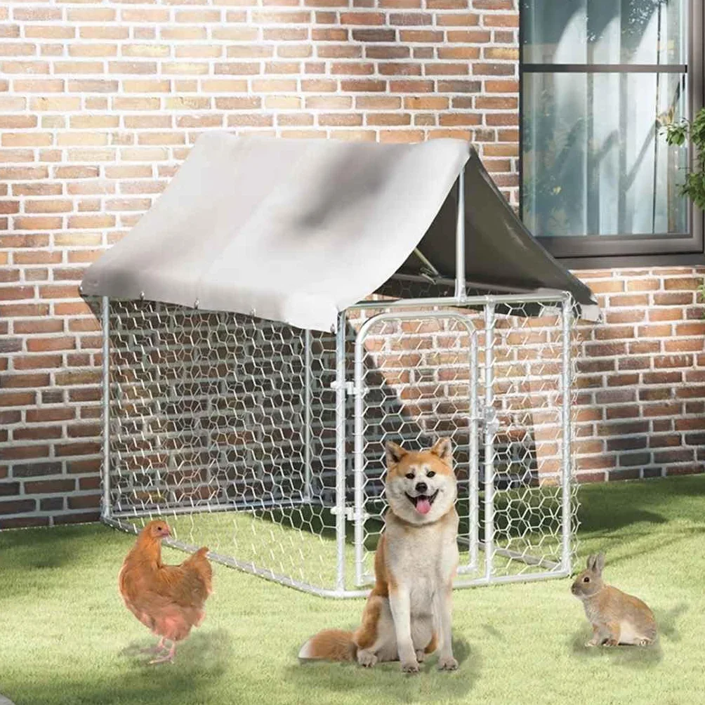 Chenil Extérieur avec Toit pour Chien, Cage Métal 200x100x150 cm