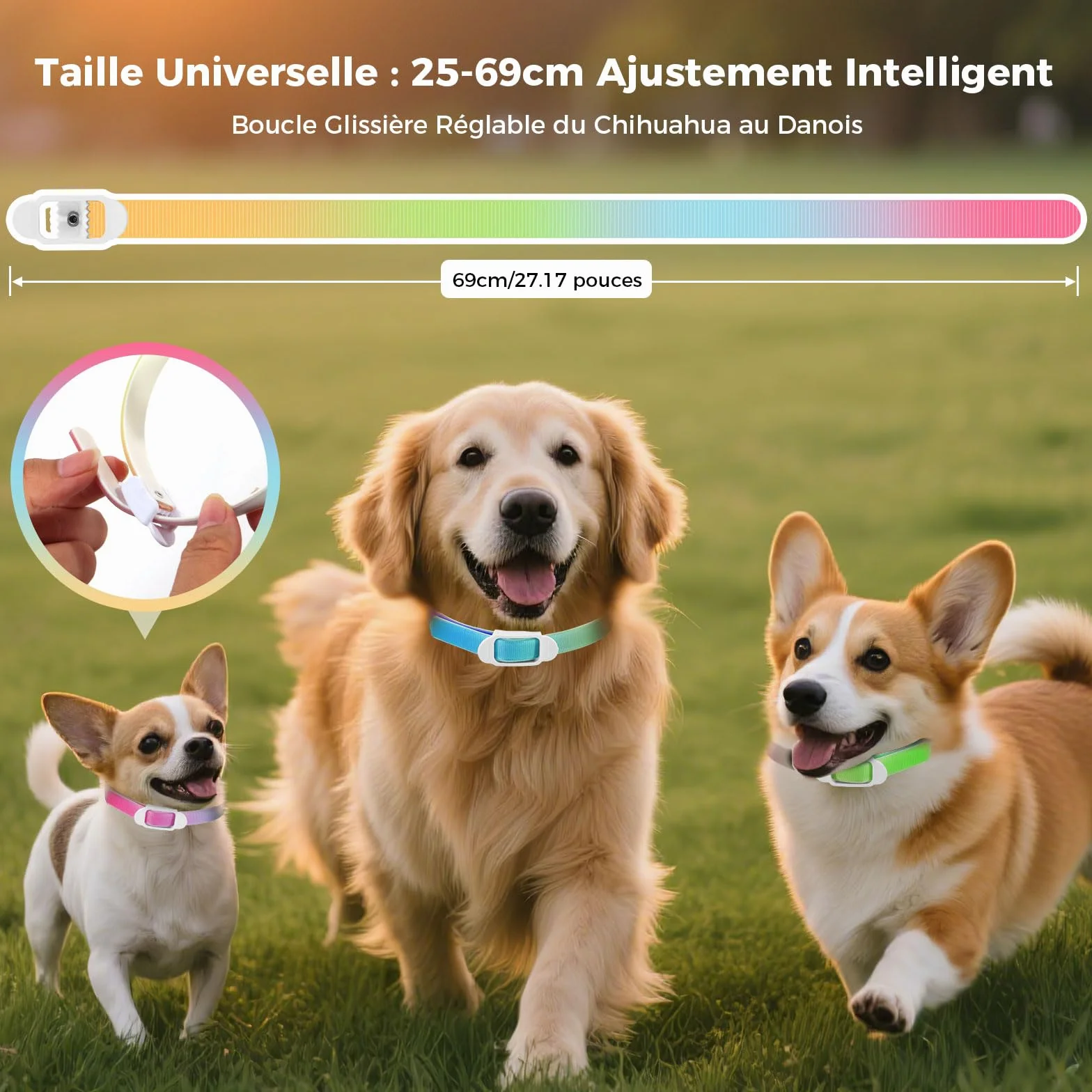 Collier Anti-Parasites pour Chien, Protection 8 Mois, Anti-Puces & Tiques, Réglable 69cm, Résistant à l'eau