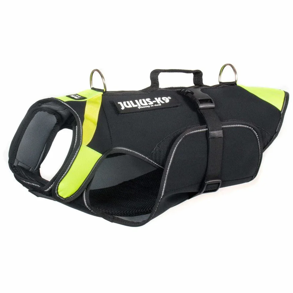 JULIUS K-9 16SWM-IDC-L Harnais-Gilet de Sauvetage IDC 3 en 1 pour Chiens Taille L Néon