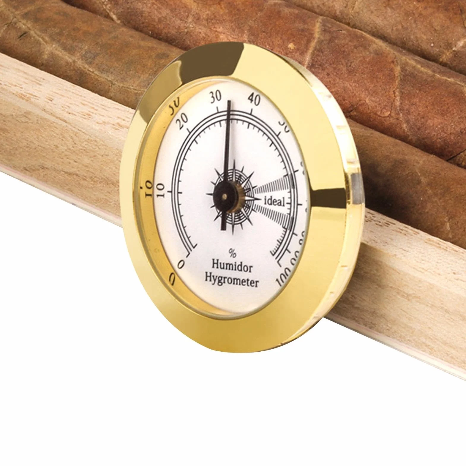 Humidor Hygromètre rond,Hygromètre rond doré pour cave à cigares | Cigares testeur d'humidité combinaison mécanique de haute précision pour caves à cigares guitare violon boîte à cigares