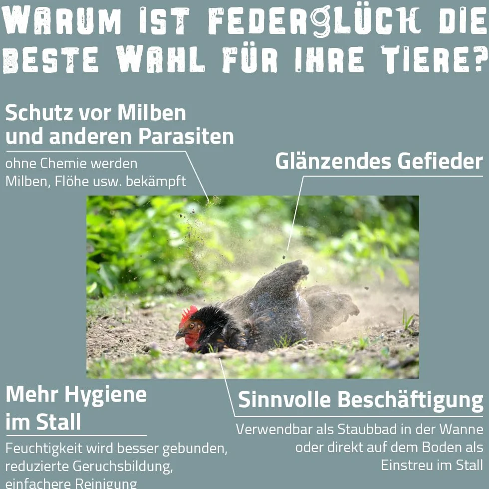 Petigi Federglück Bain de Sable pour Poules 25 kg Anti-acariens Protection Naturelle