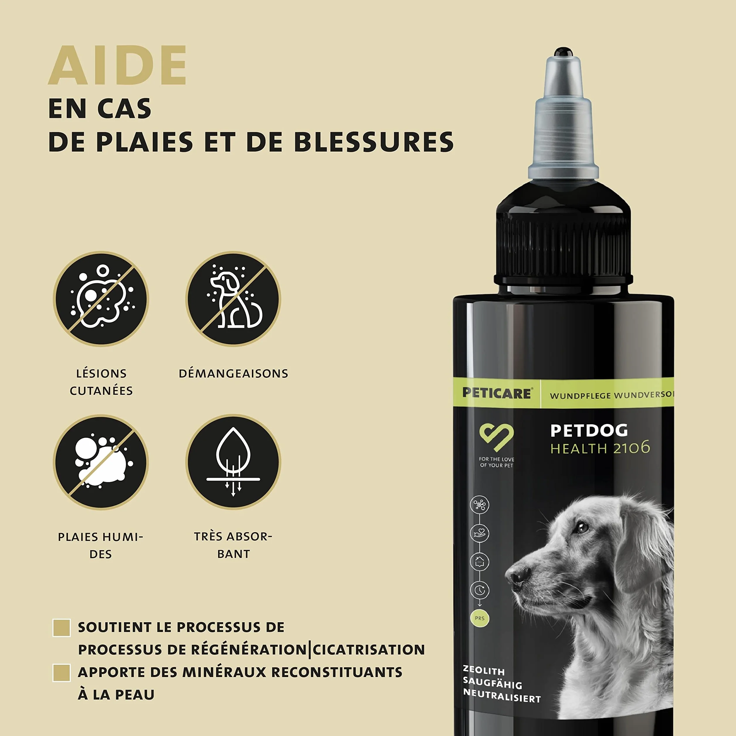 Peticare Poudre Spéciale Soin Plaies pour Chiens, Chevaux, Chats - 100% Zéolithe