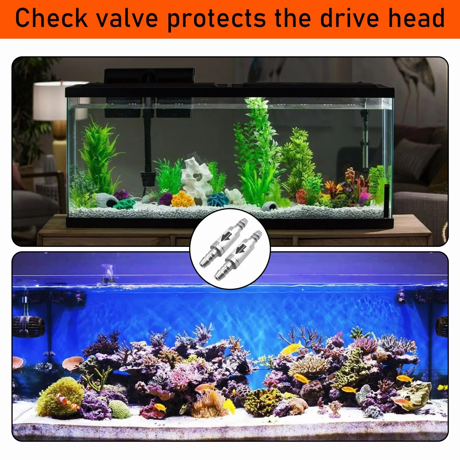 Clapets anti-retour acier inoxydable CO2 4 mm pour aquarium pompe à air diffuseur