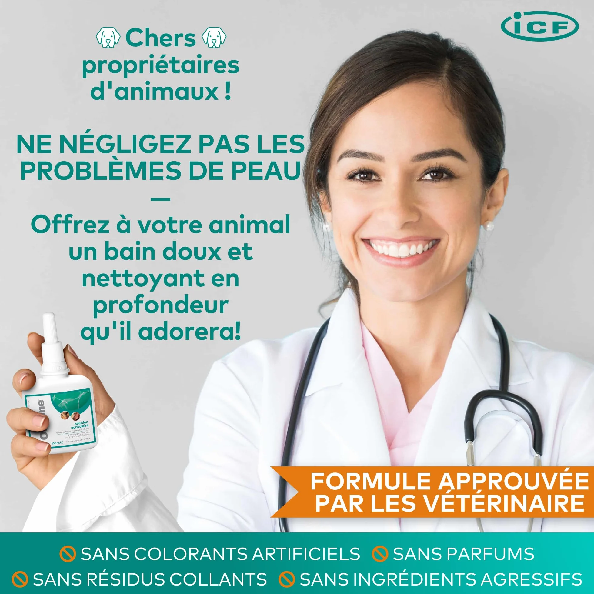 ICF Otodine Nettoyant Oreille Chien Chat 100ml
