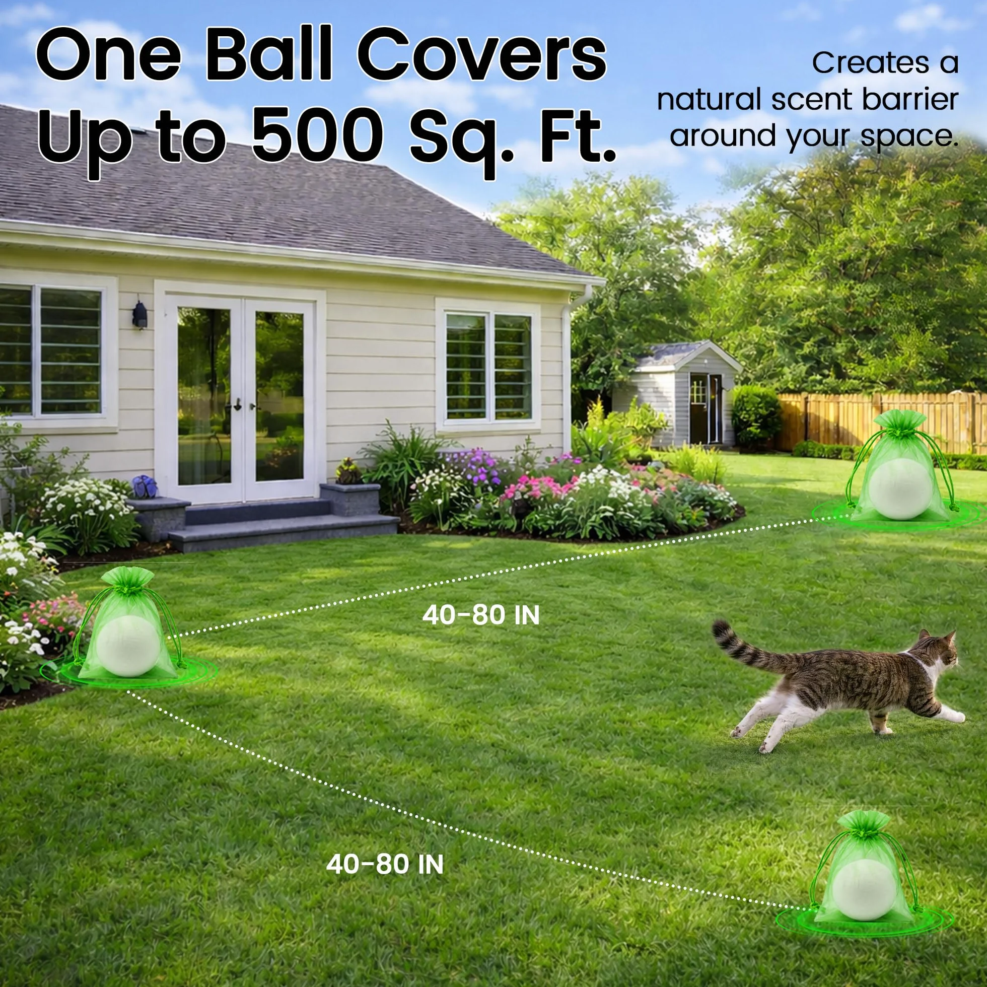 Lot de 10 balles répulsives naturelles pour chat – Non toxique, intérieur et extérieur
