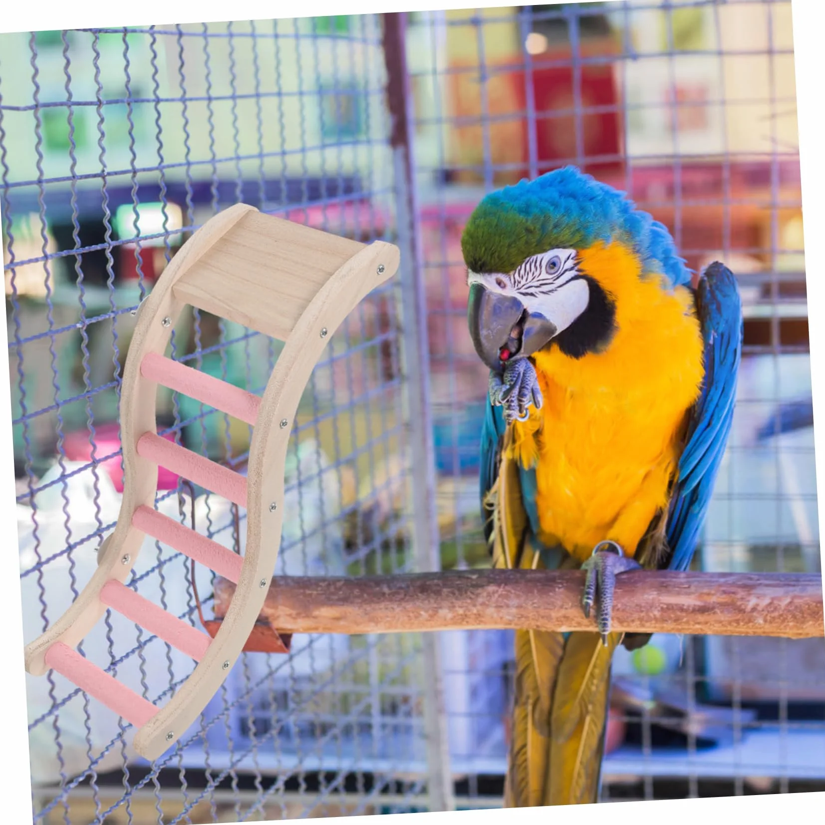 Échelle Cage à Oiseaux Plastique Rose Jouet Escalade Mâcher Perruches