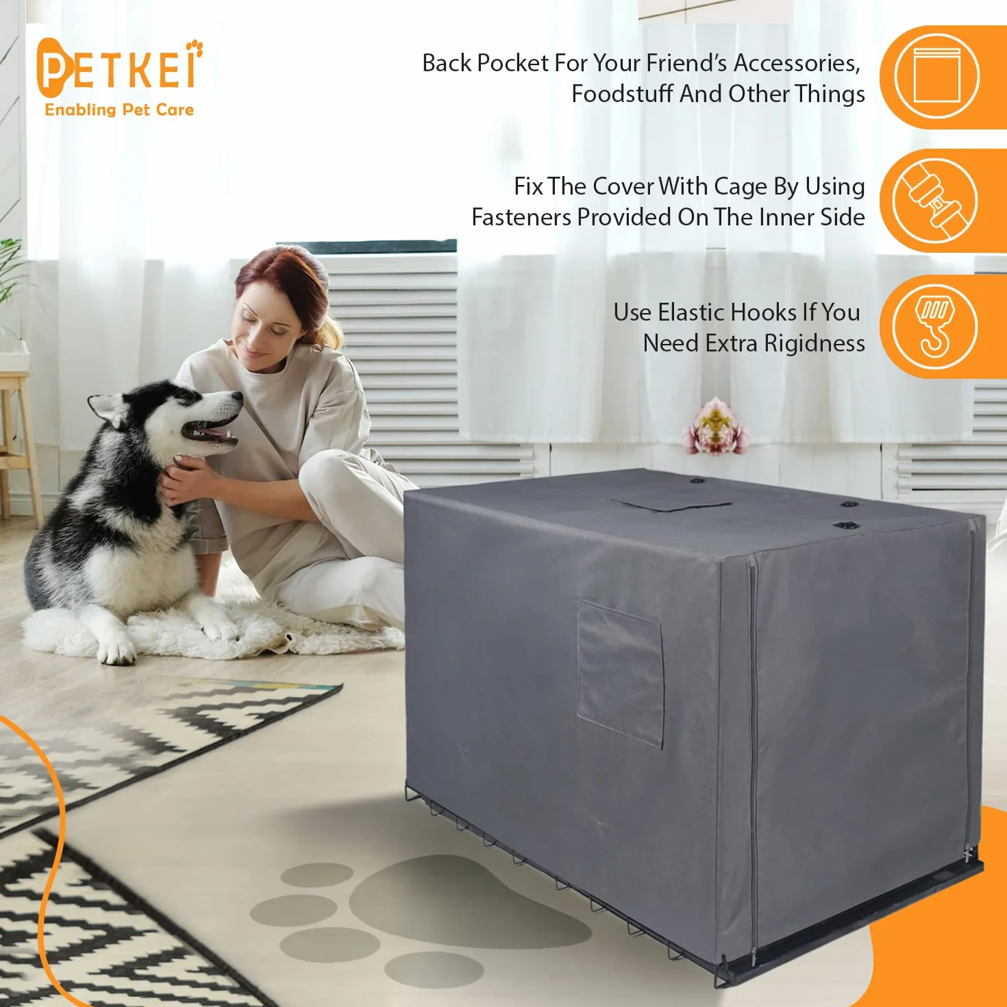 Grande housse de cage pour chien en polyester durable avec revêtement polyuréthane pour cage 1 et 2 portes